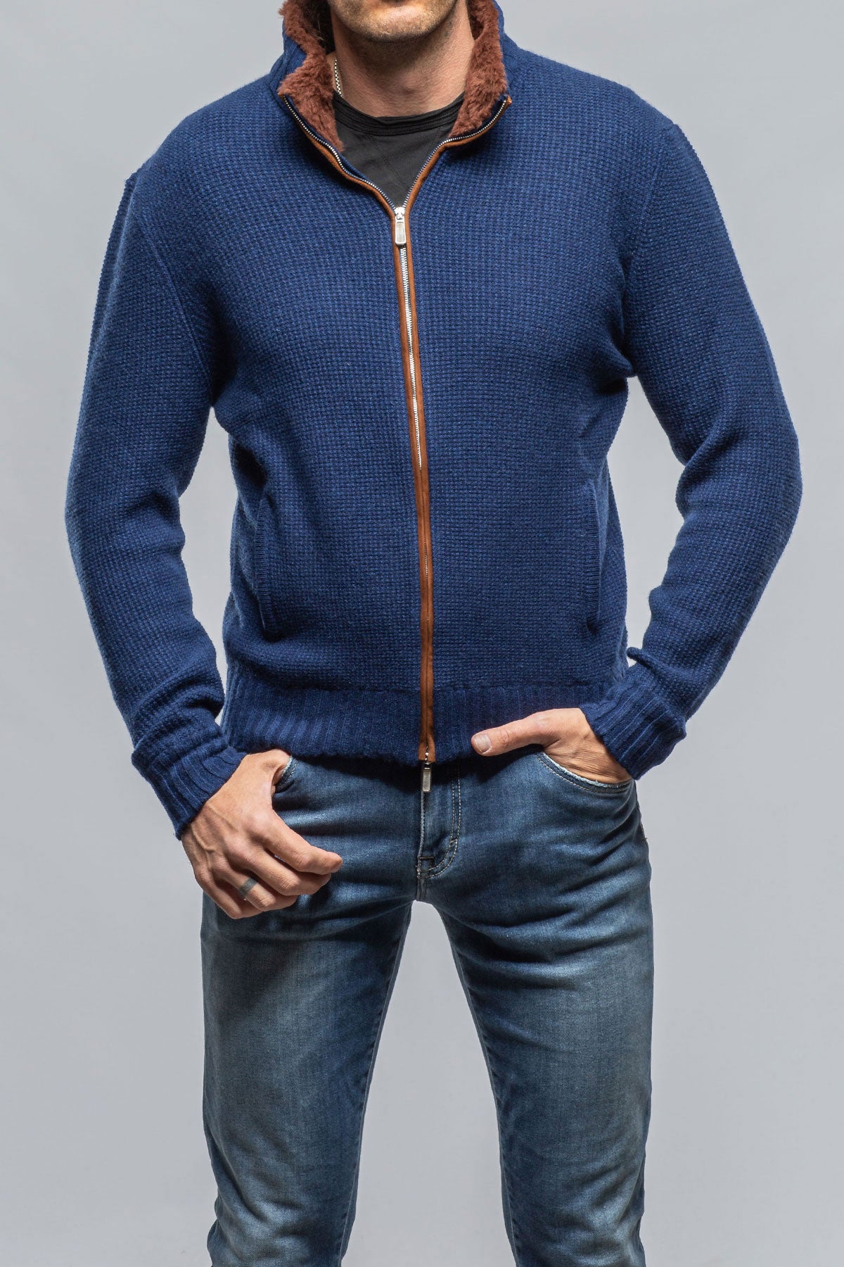 Stile Latino Golis Cashmere Zip Sweater Mens - Sweaters