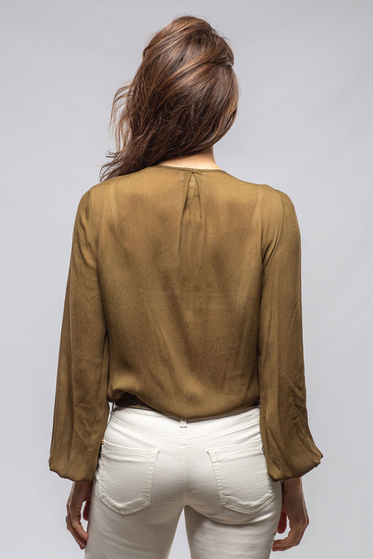T.ba Laia V-Neck Peasant Blouse In Olive Ladies - Blouses