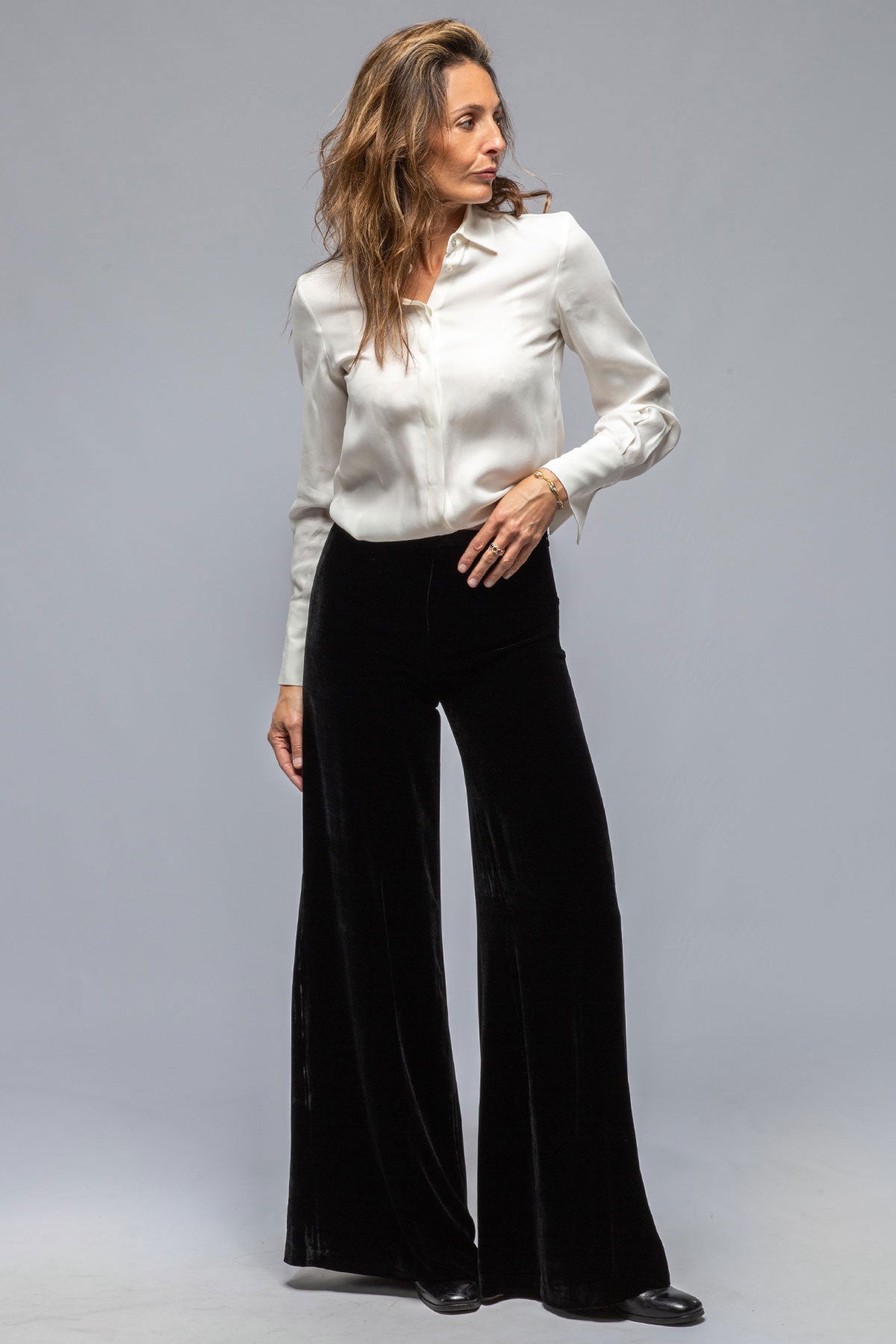 Maxi Silk Velvet Pant in Black, Black / 34 (US 2)