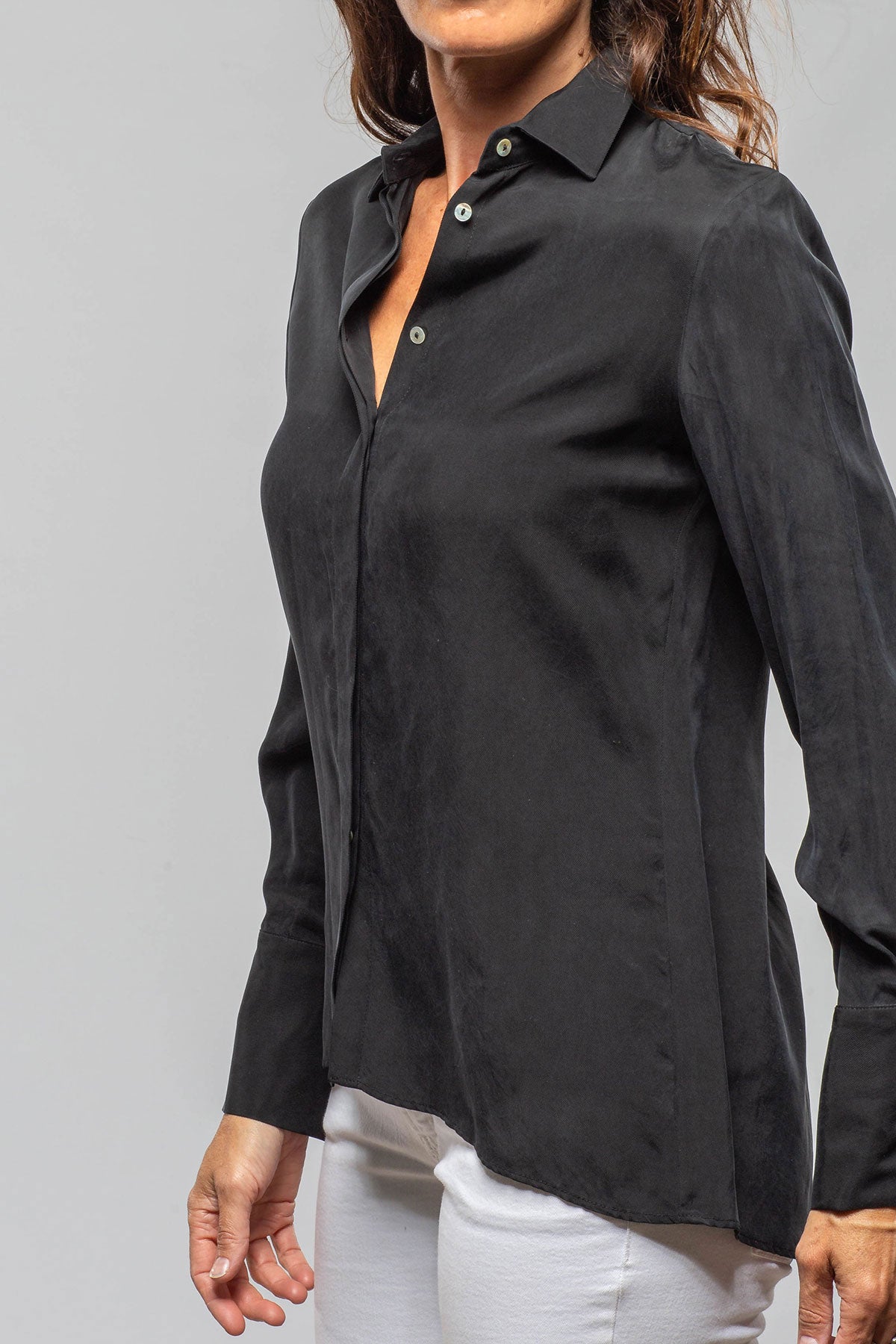 Rania Cupro Blouse In Black | Ladies - Blouses | T.ba