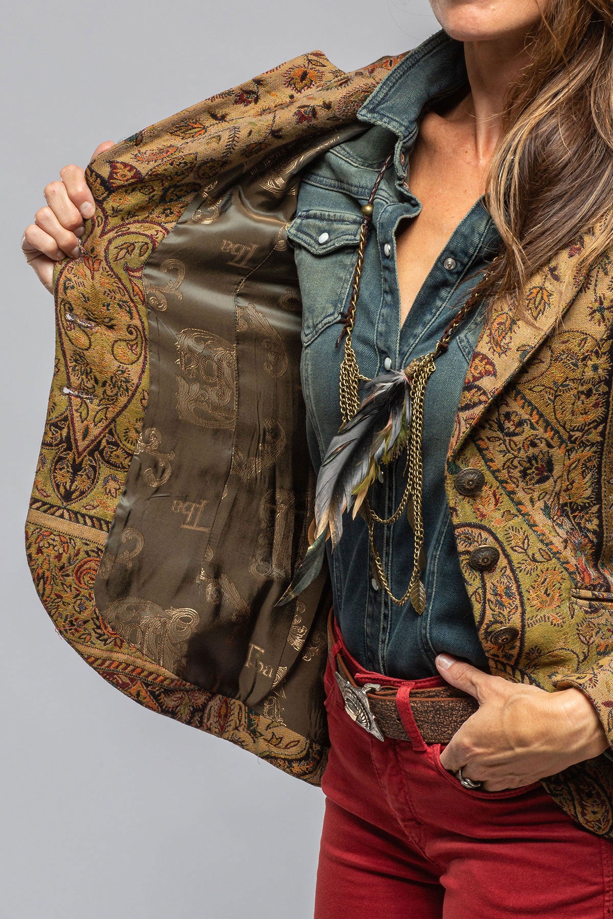 Sullavan Jacket In Green Paisley Jacquard | Ladies - Tailored - Jackets | T.ba