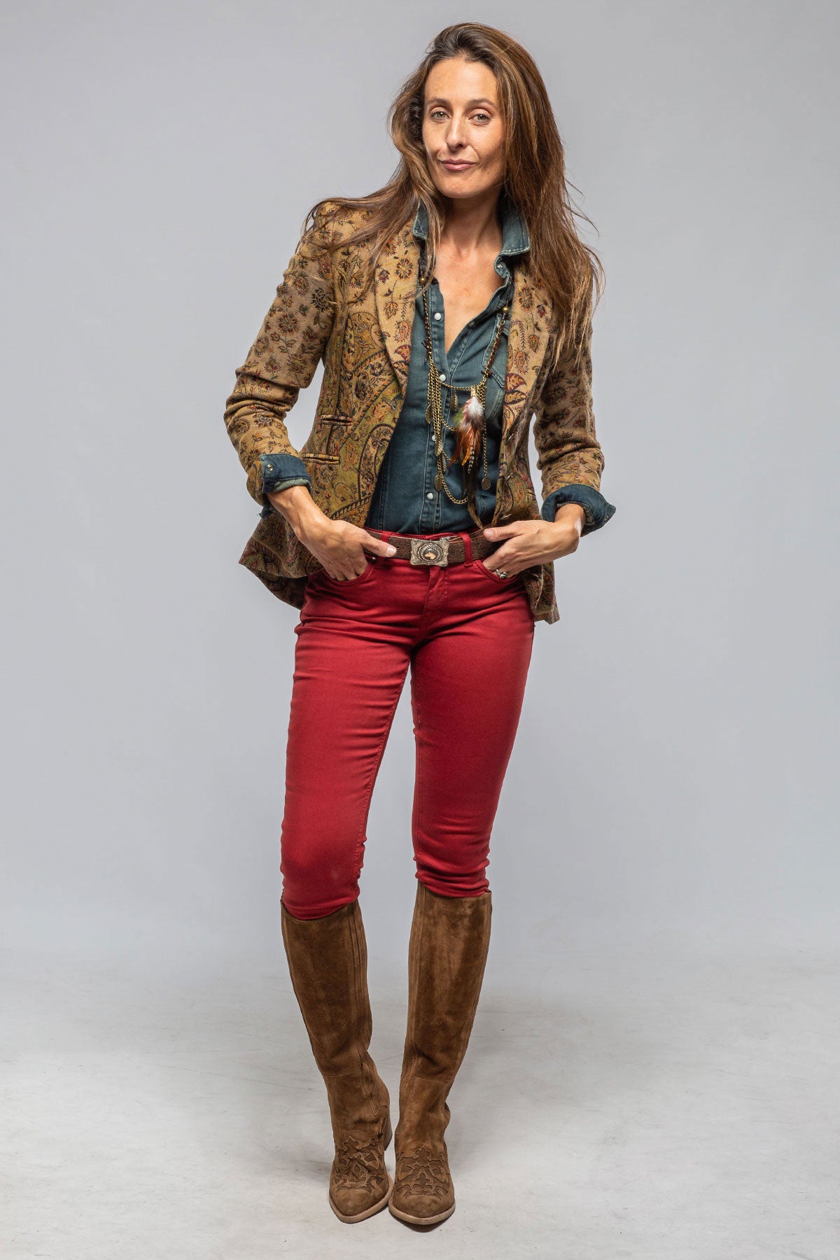 Sullavan Jacket In Green Paisley Jacquard | Ladies - Tailored - Jackets | T.ba