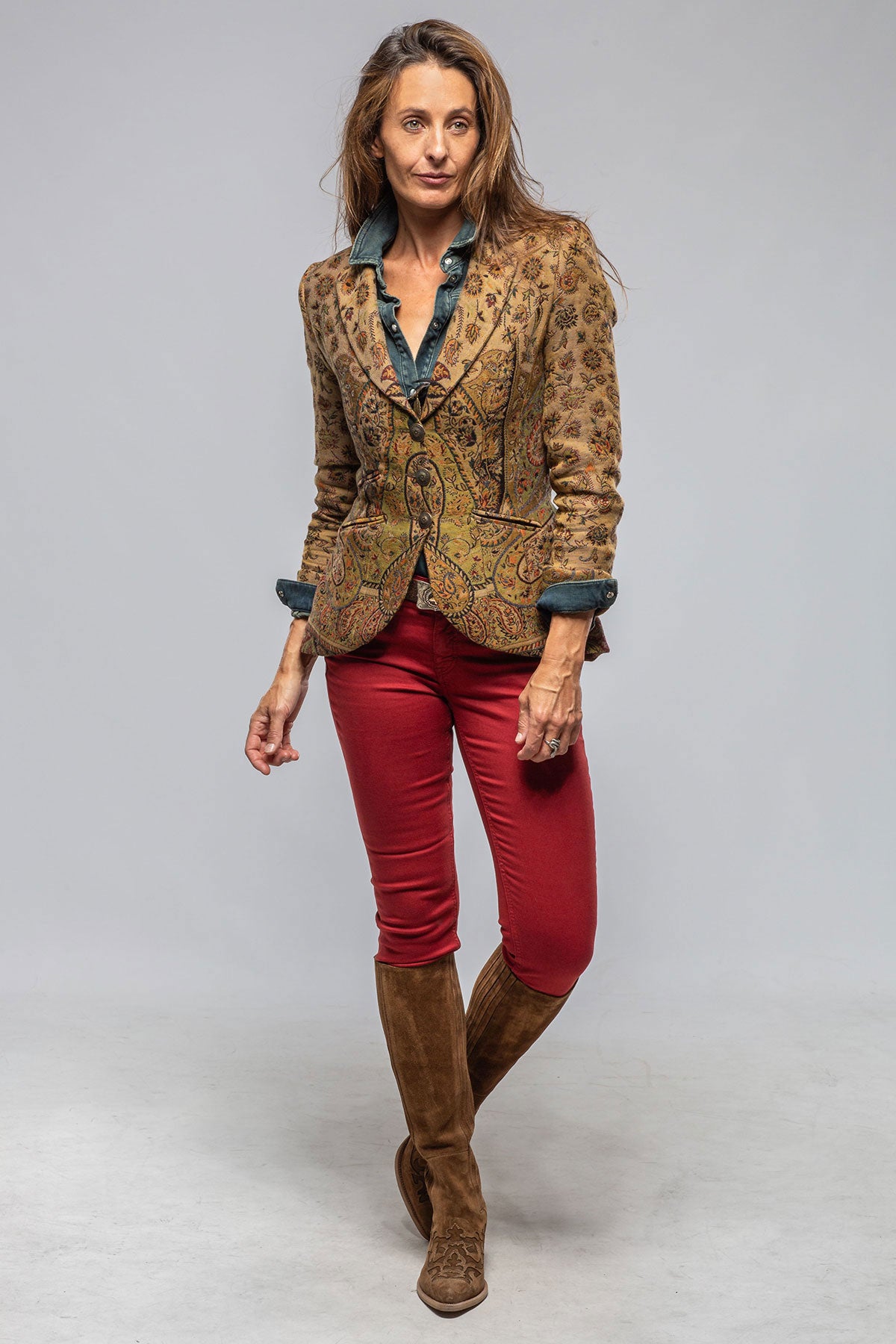 Sullavan Jacket In Green Paisley Jacquard | Ladies - Tailored - Jackets | T.ba