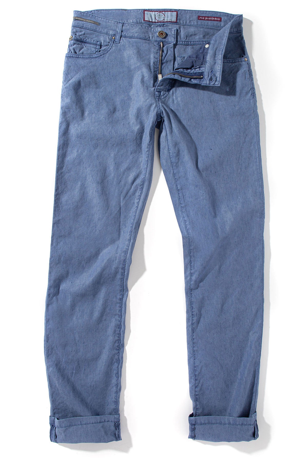 Teleria Zed Barbados 5-Pocket Stretch Linen In Riviera Mens - Pants - 5 Pocket