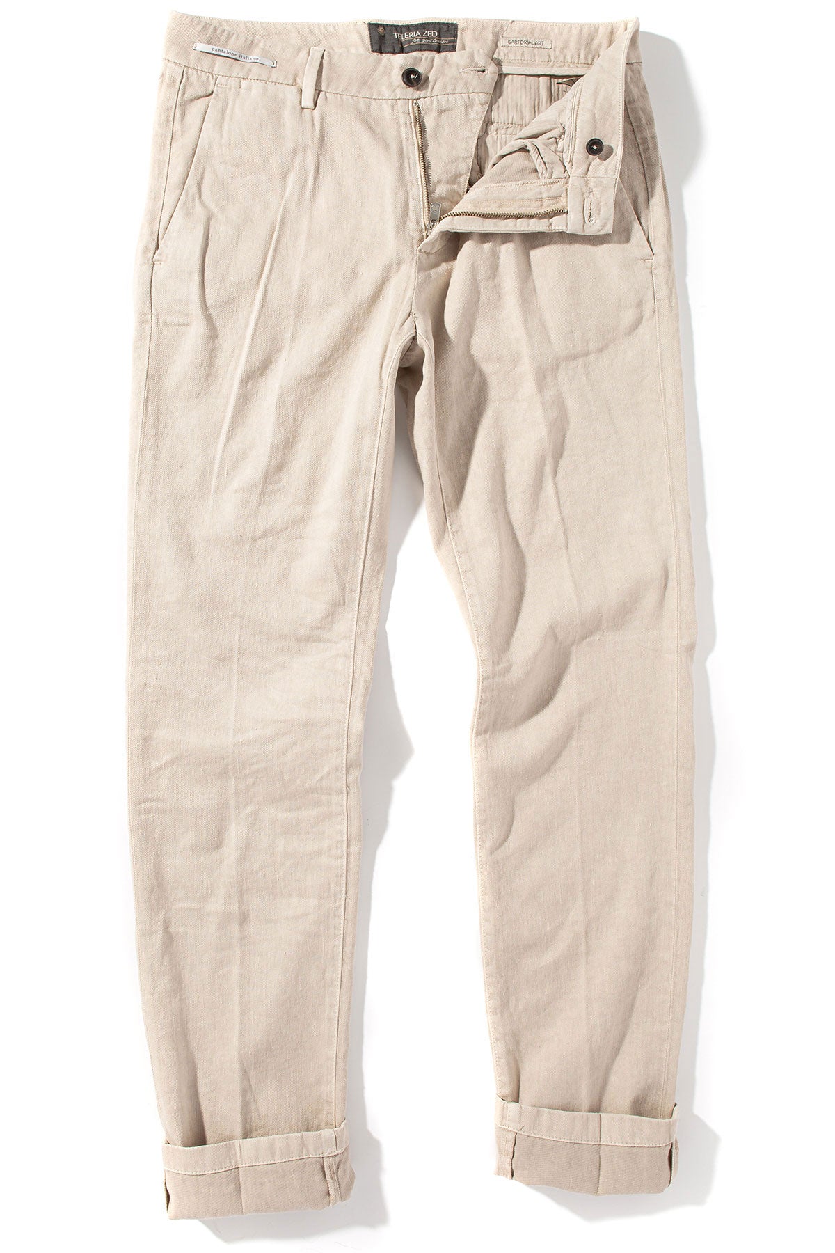 Teleria Zed Marks Trousers In Ecru Mens - Pants - 4 Pocket