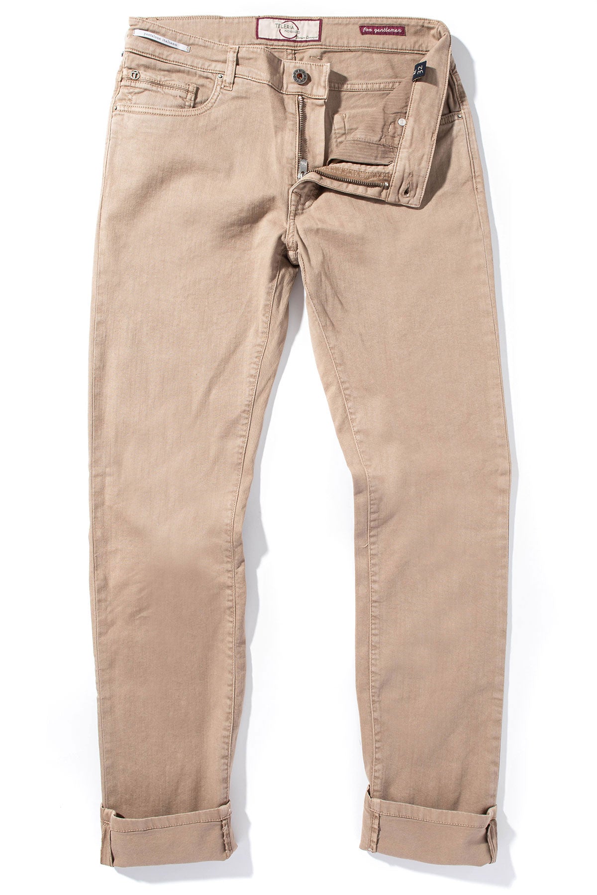 Teleria Zed Ouray 5 Pocket Denim in Beige Mens - Pants - 5 Pocket