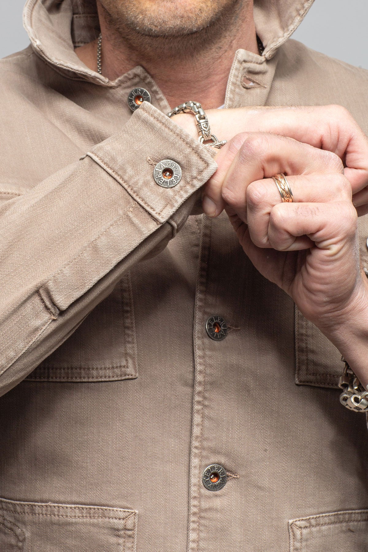 Teleria Zed Walker Jean Jacket In Tortora Mens - Outerwear - Overshirts
