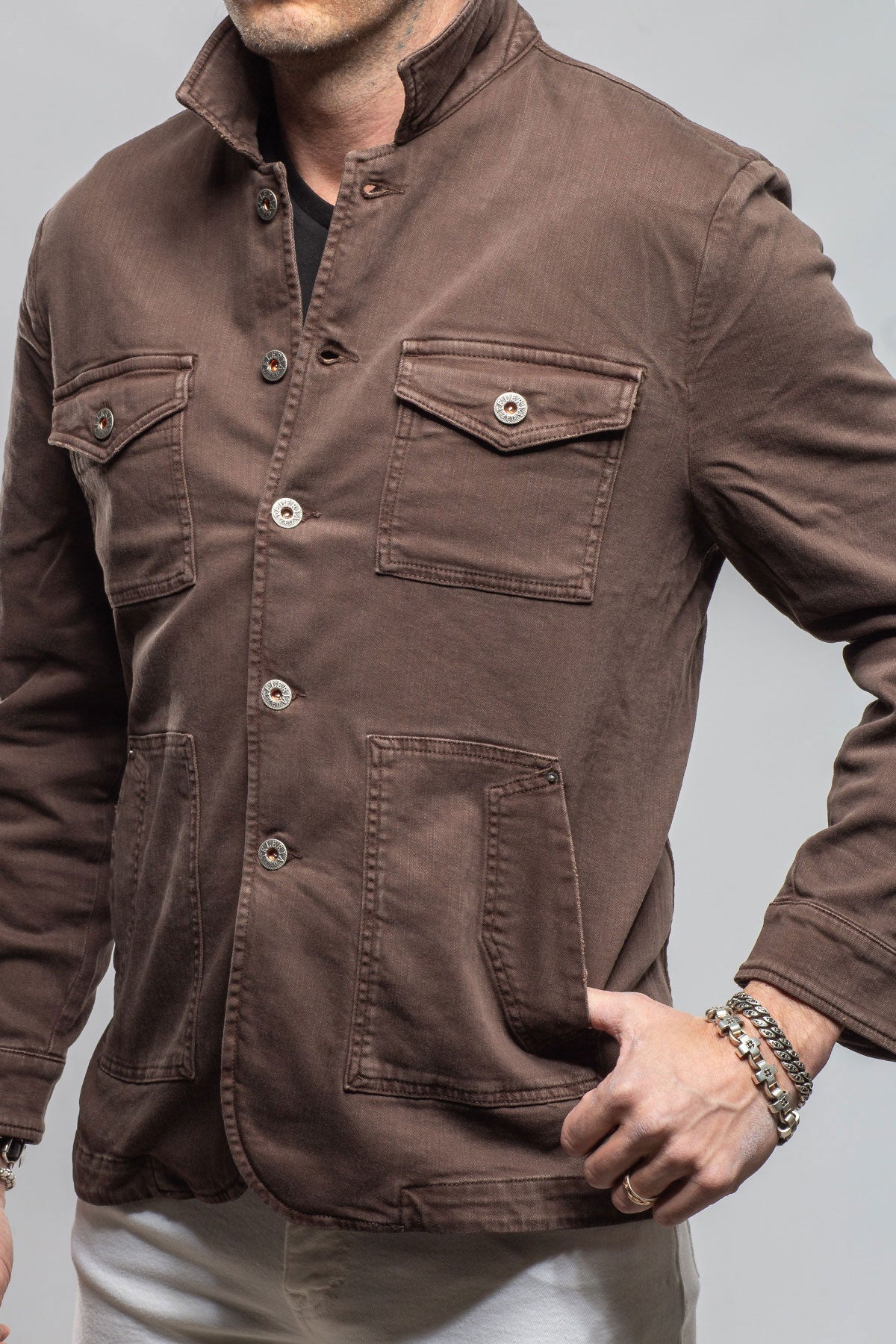 Teleria Zed Walker Jean Jacket In Wenge Mens - Outerwear - Overshirts