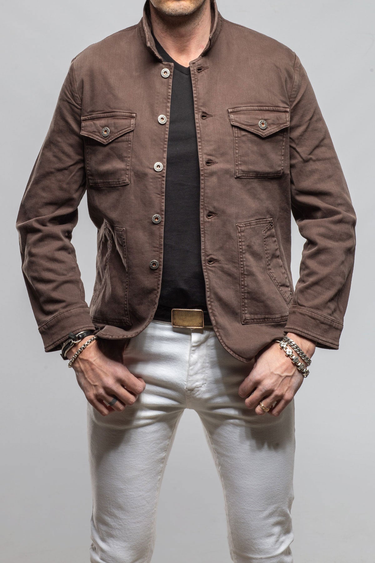 Teleria Zed Walker Jean Jacket In Wenge Mens - Outerwear - Overshirts