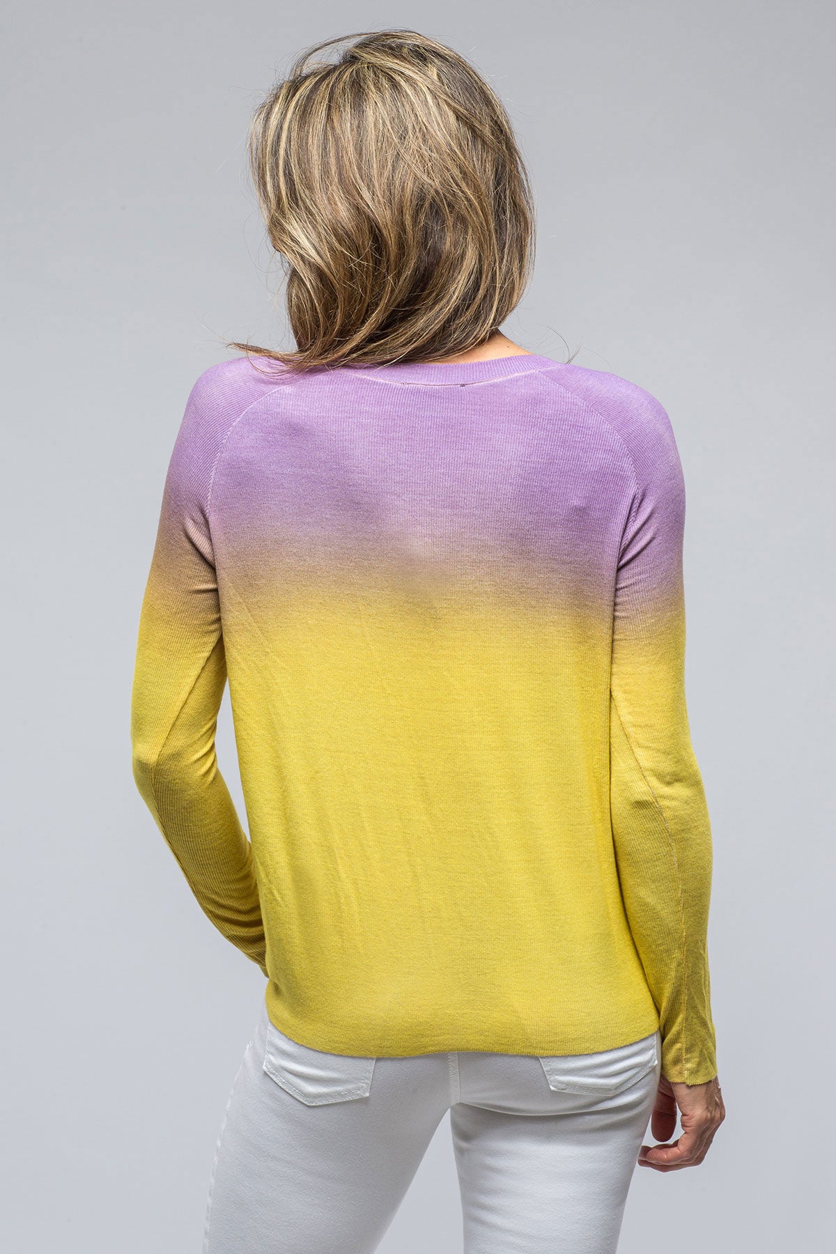Mimi Micromodal V-Neck Top In Purple/Yellow