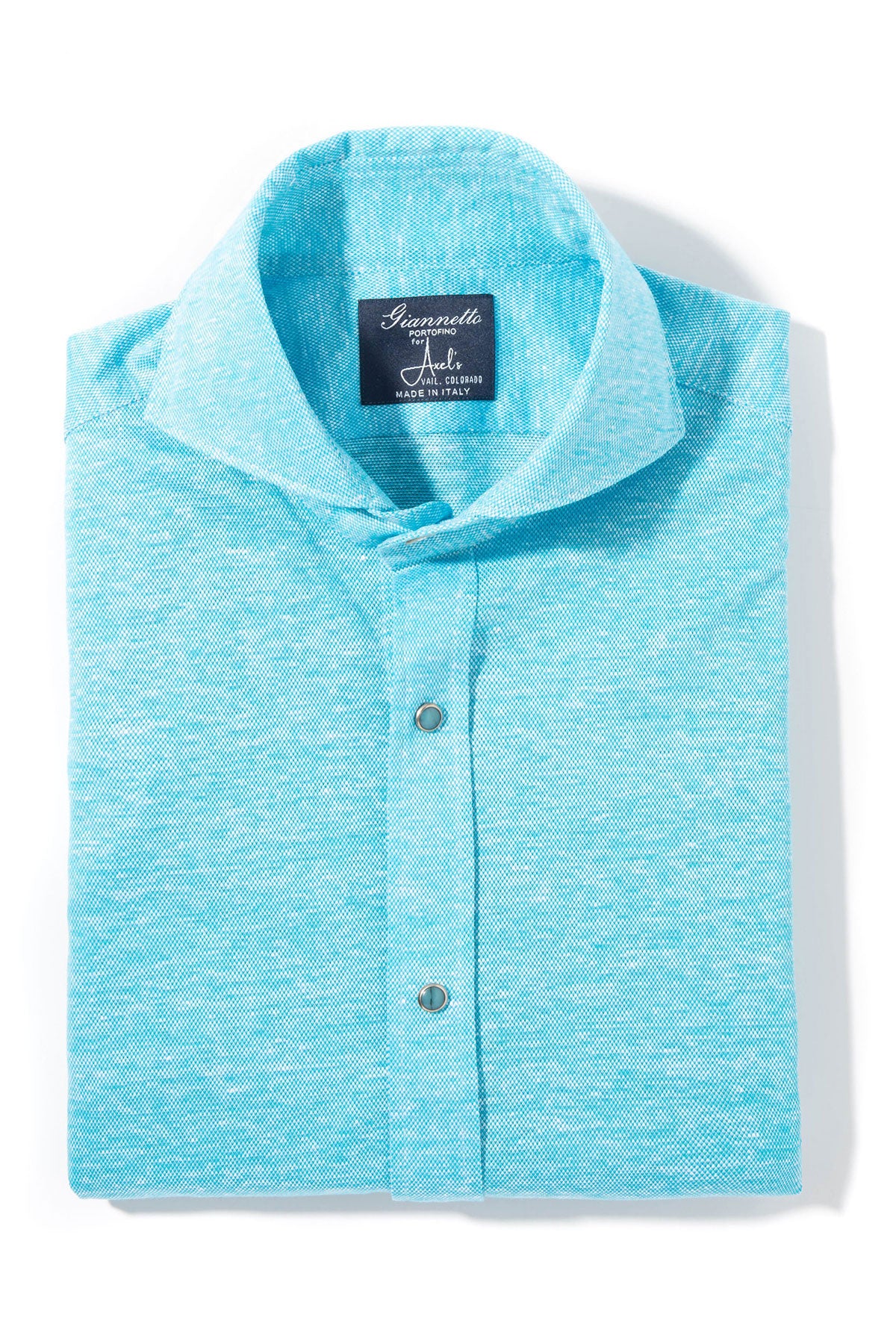Schwinn Cotton Linen Shirt in Turquoise | Mens - Shirts - Dress | Giannetto Portofino