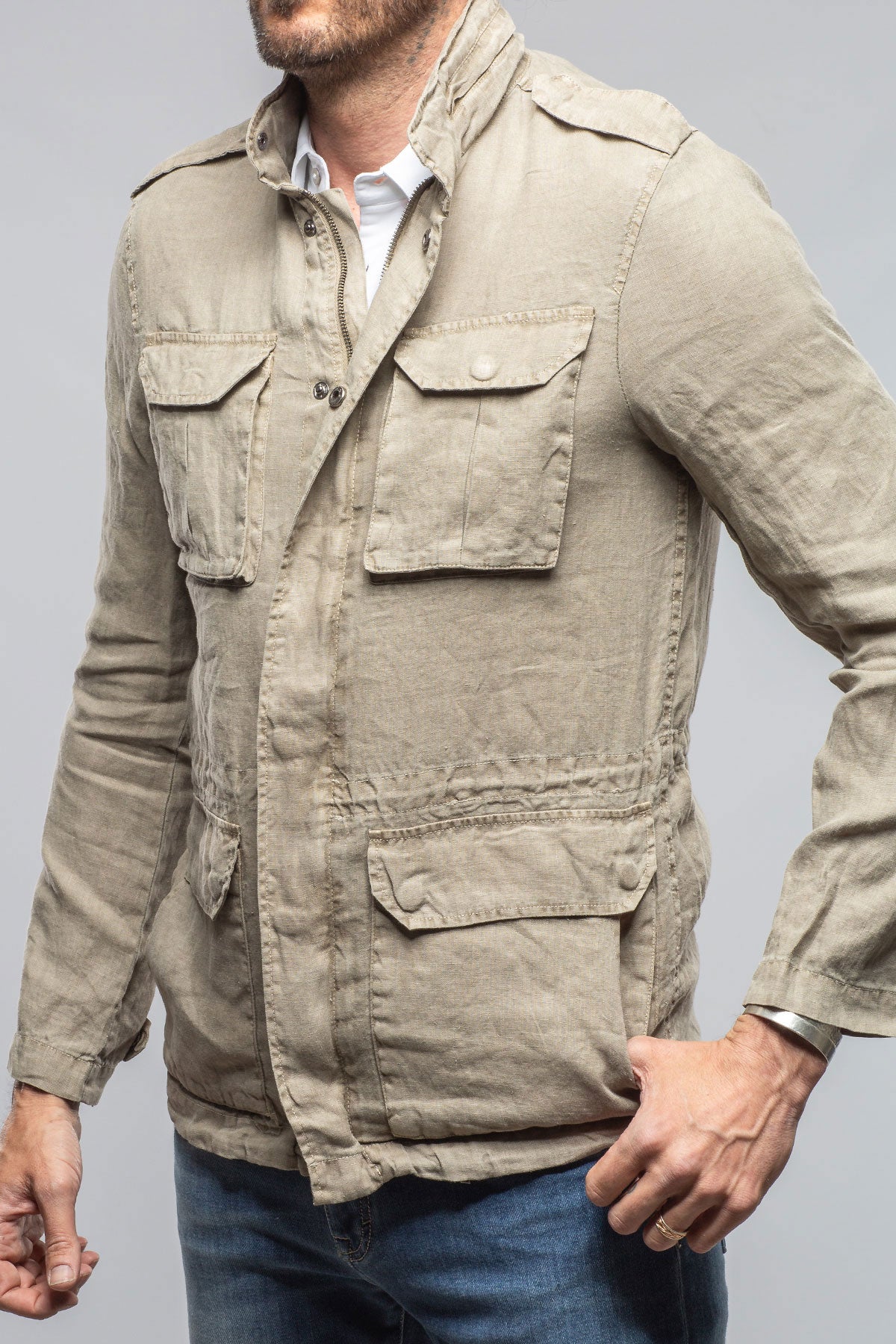 Savu Linen Jacket In Greige | Mens - Outerwear - Lightweight | Keeling