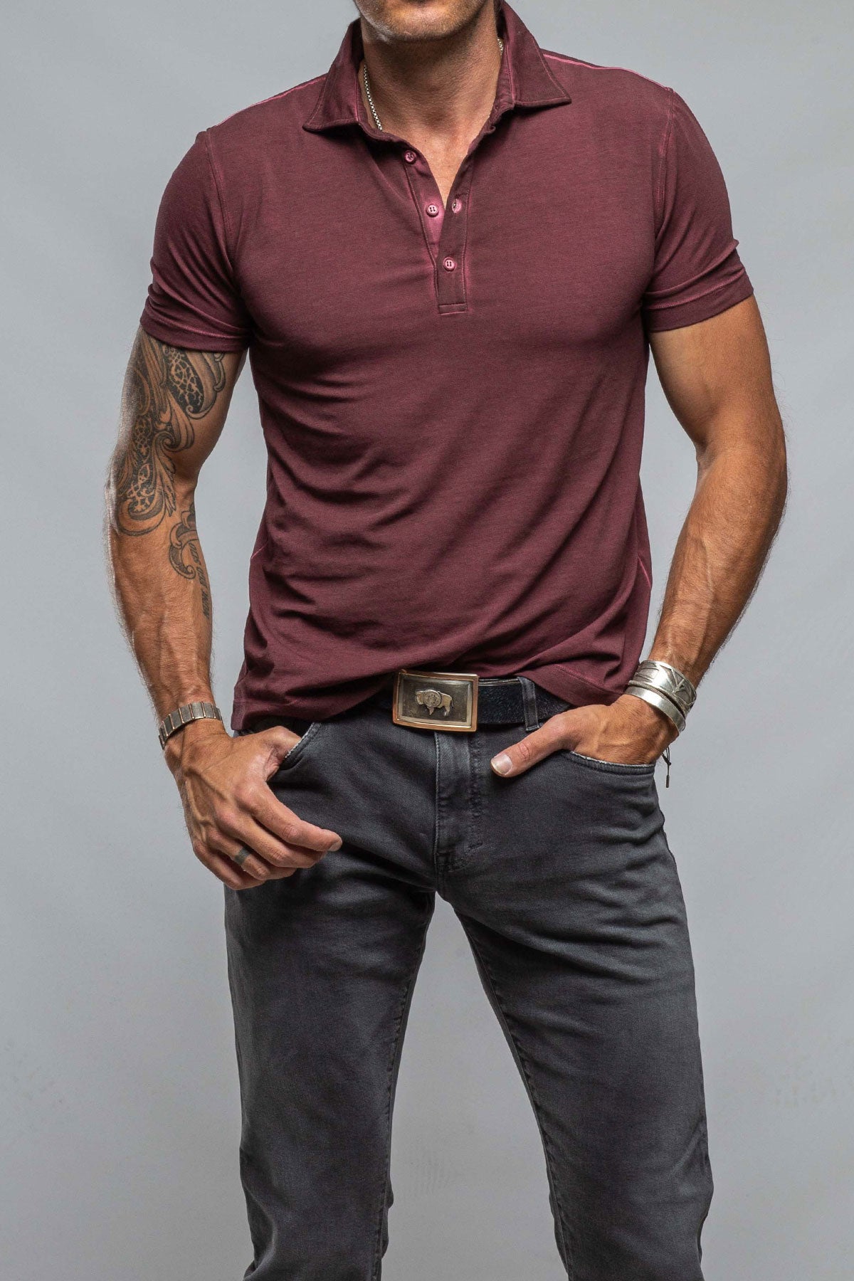 Toulour SS Woven Polo in Mosto | Mens - Shirts - Polos | Dune