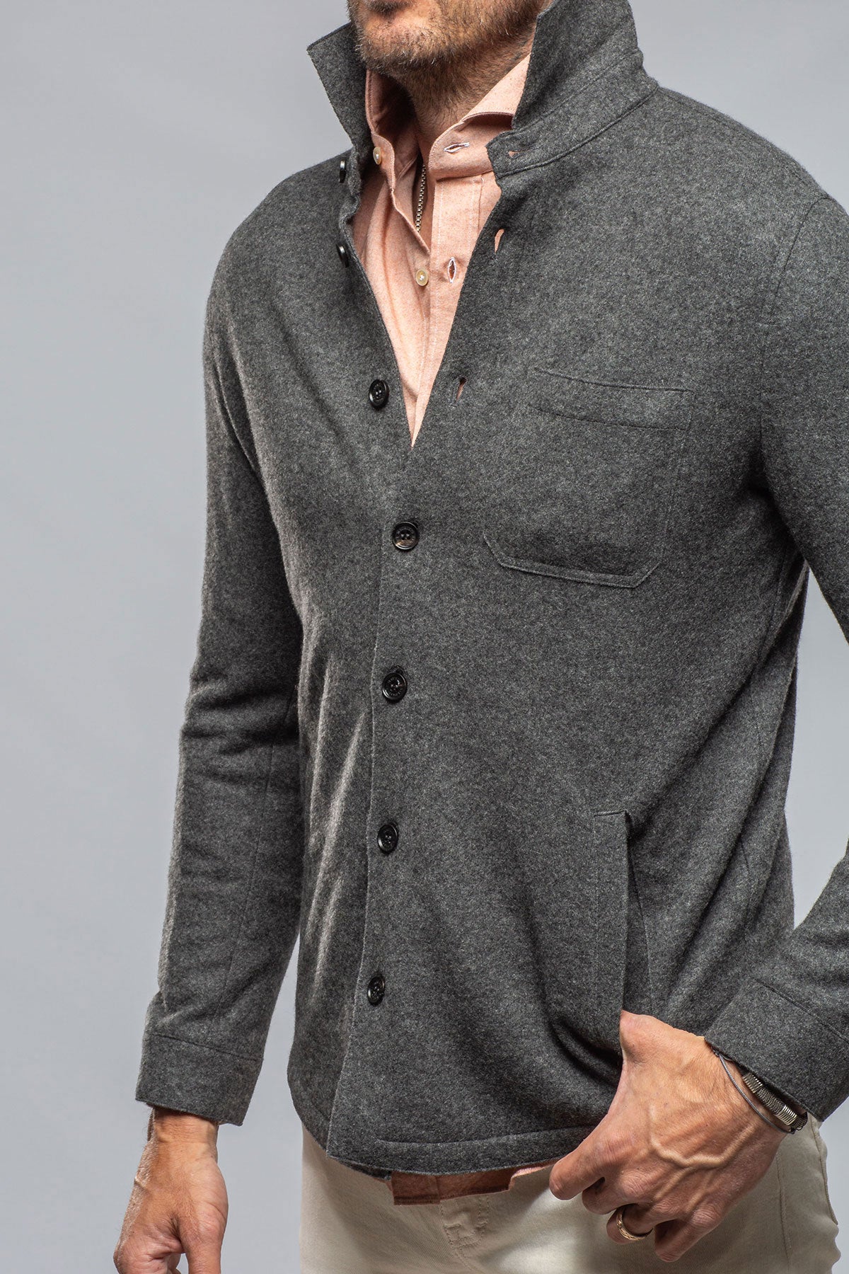 Sooter Cashmere Shirt In Charcoal | Mens - Sweaters | Axels-BDSR