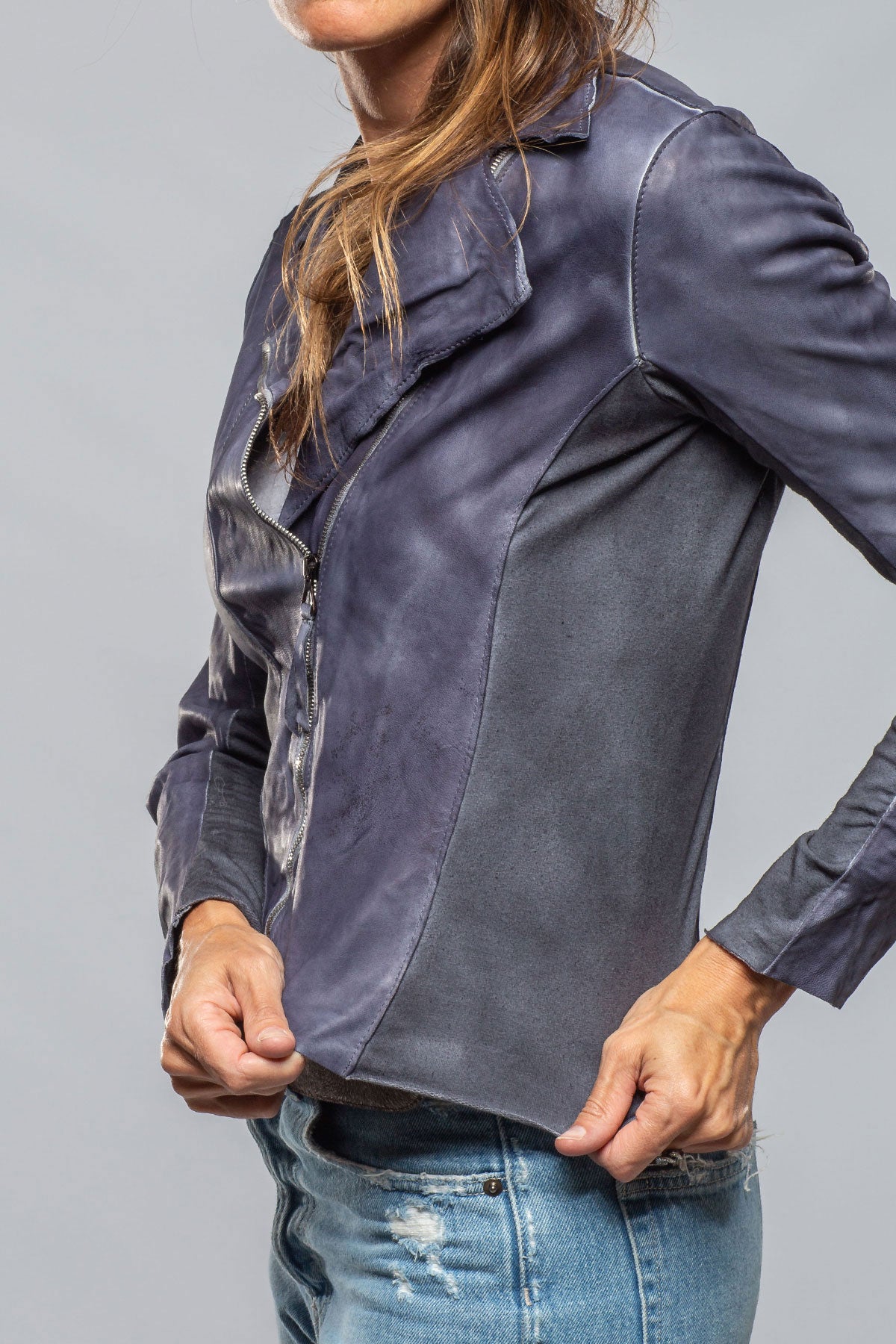 Natalia Lightweight Leather Jacket In Deep Blue | Ladies - Outerwear - Leather | Axel's