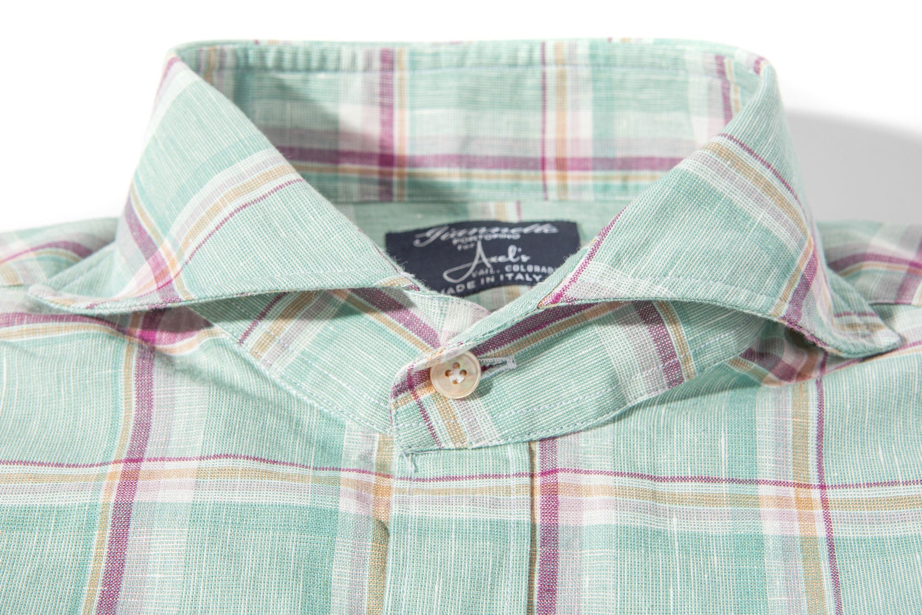 Kirin Cotton Linen Check Shirt In Green | Mens - Shirts - Dress | Giannetto Portofino