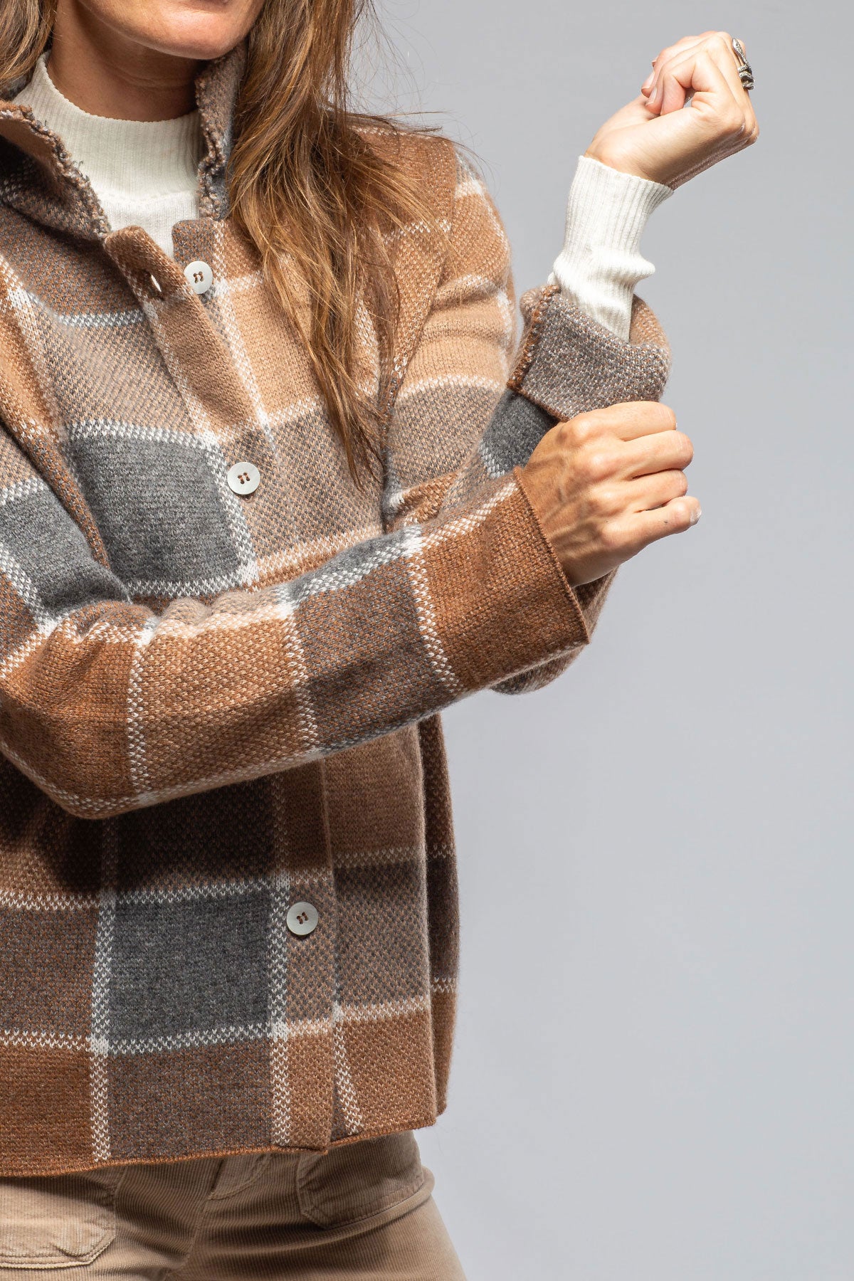 Fulvia Cashmere Plaid Shirt In Brown | Ladies - Sweaters | Axels