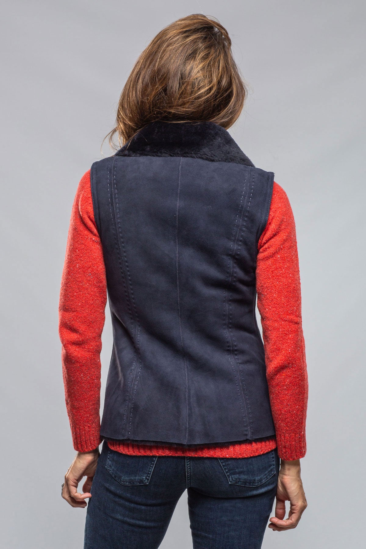 Geneva Shearling Vest In Blue | Ladies - Outerwear - Shearling | Axels