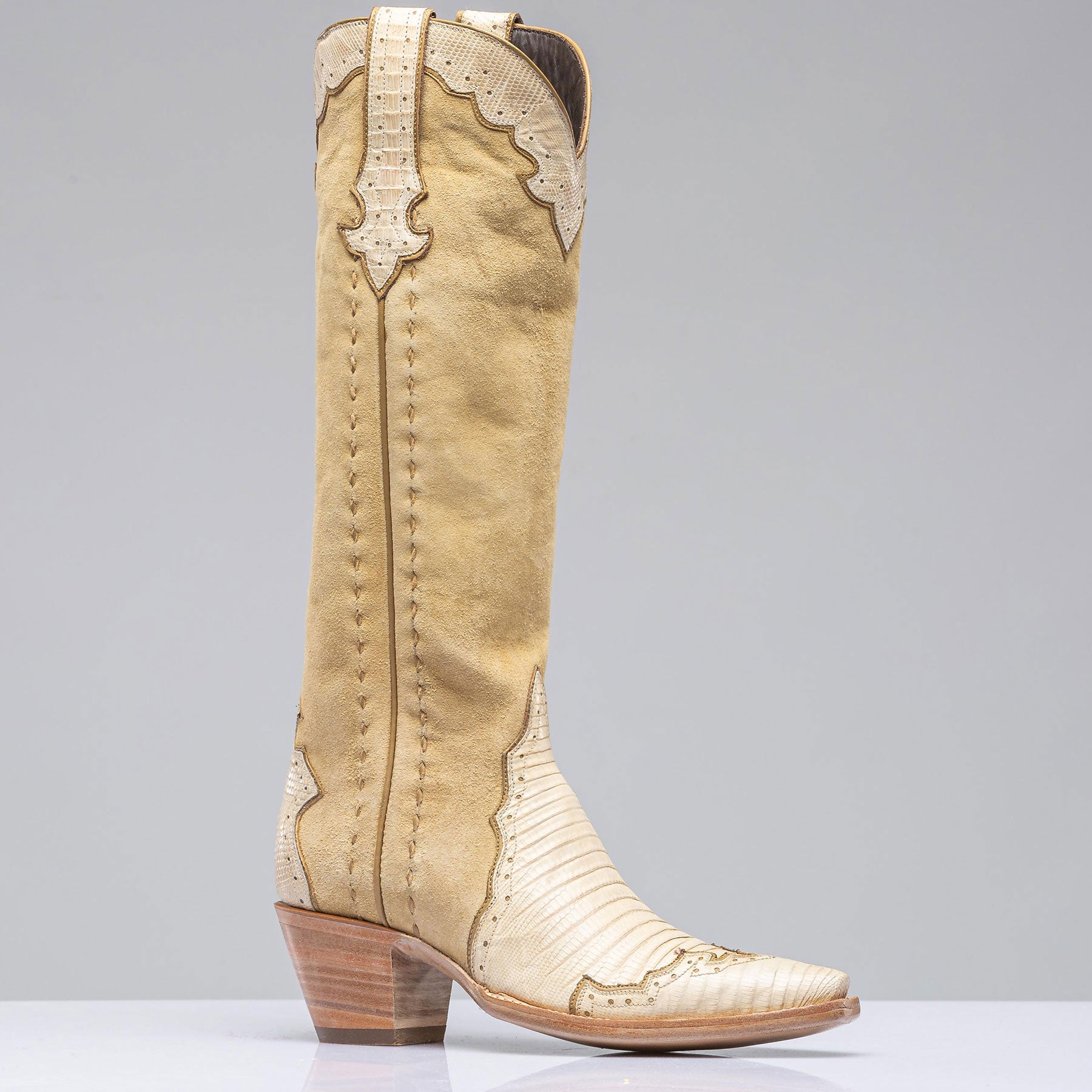 Palomino Tall Boot In Lizard and Suede