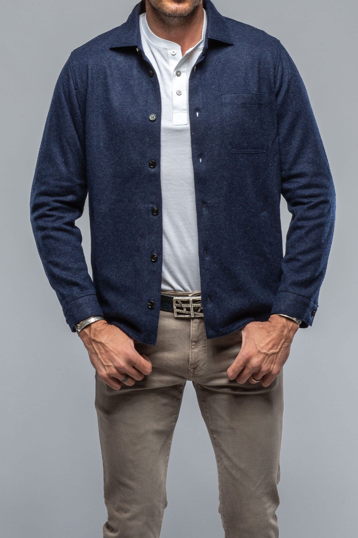 Sooter Cashmere Shirt In Blueprint | Mens - Sweaters | Baldassari