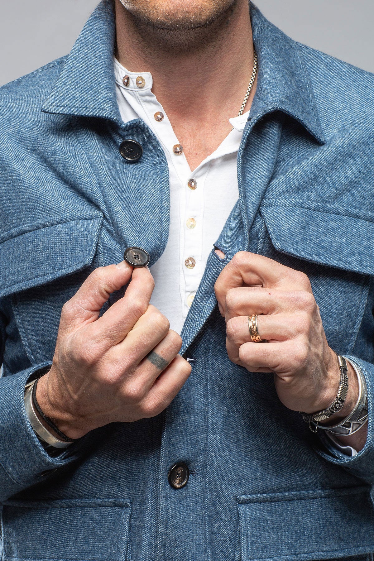 Santera Cashmere Field Jacket In Light Blue