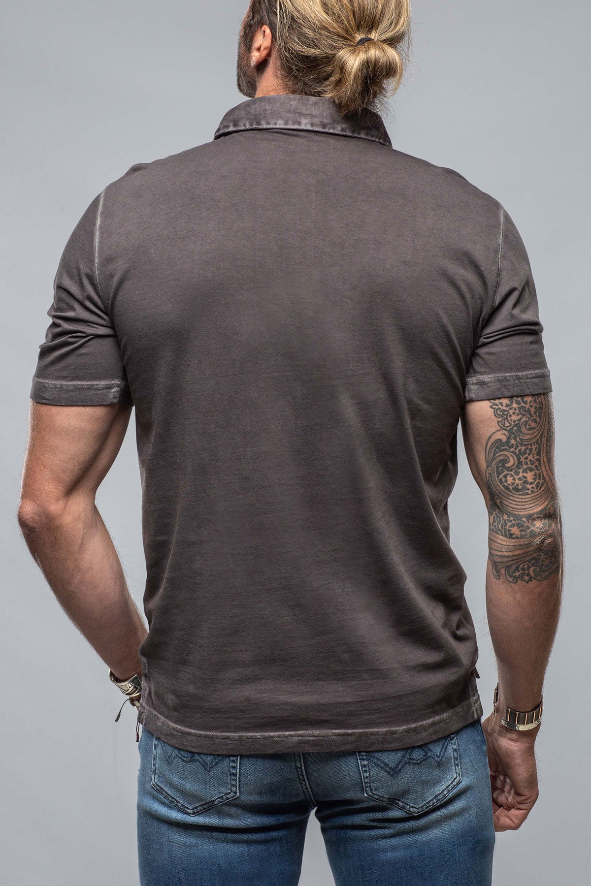 Cruz Cotton Polo in Basalt | Mens - Shirts - Polos | Georg Roth