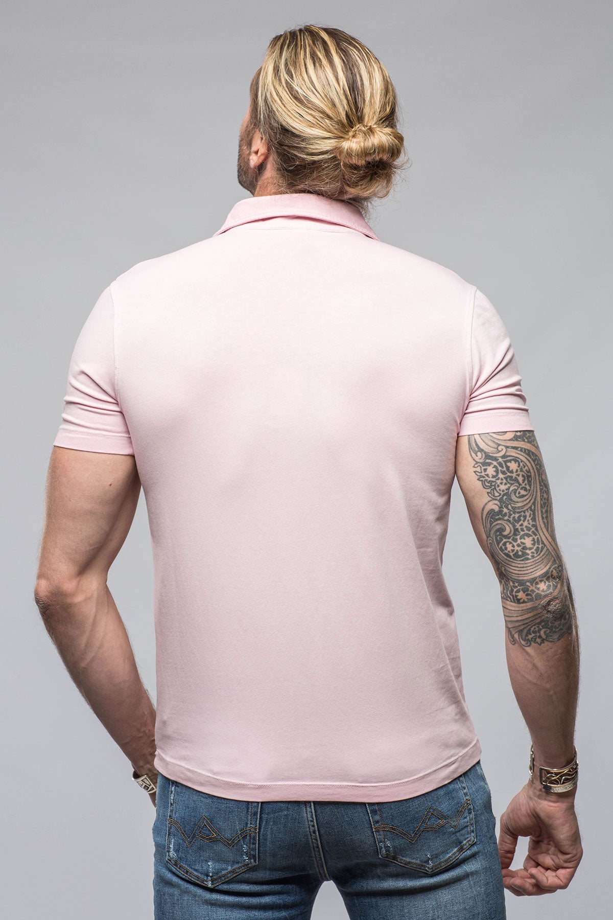 Toulour SS Woven Polo in Pink | Mens - Shirts - Polos | Dune