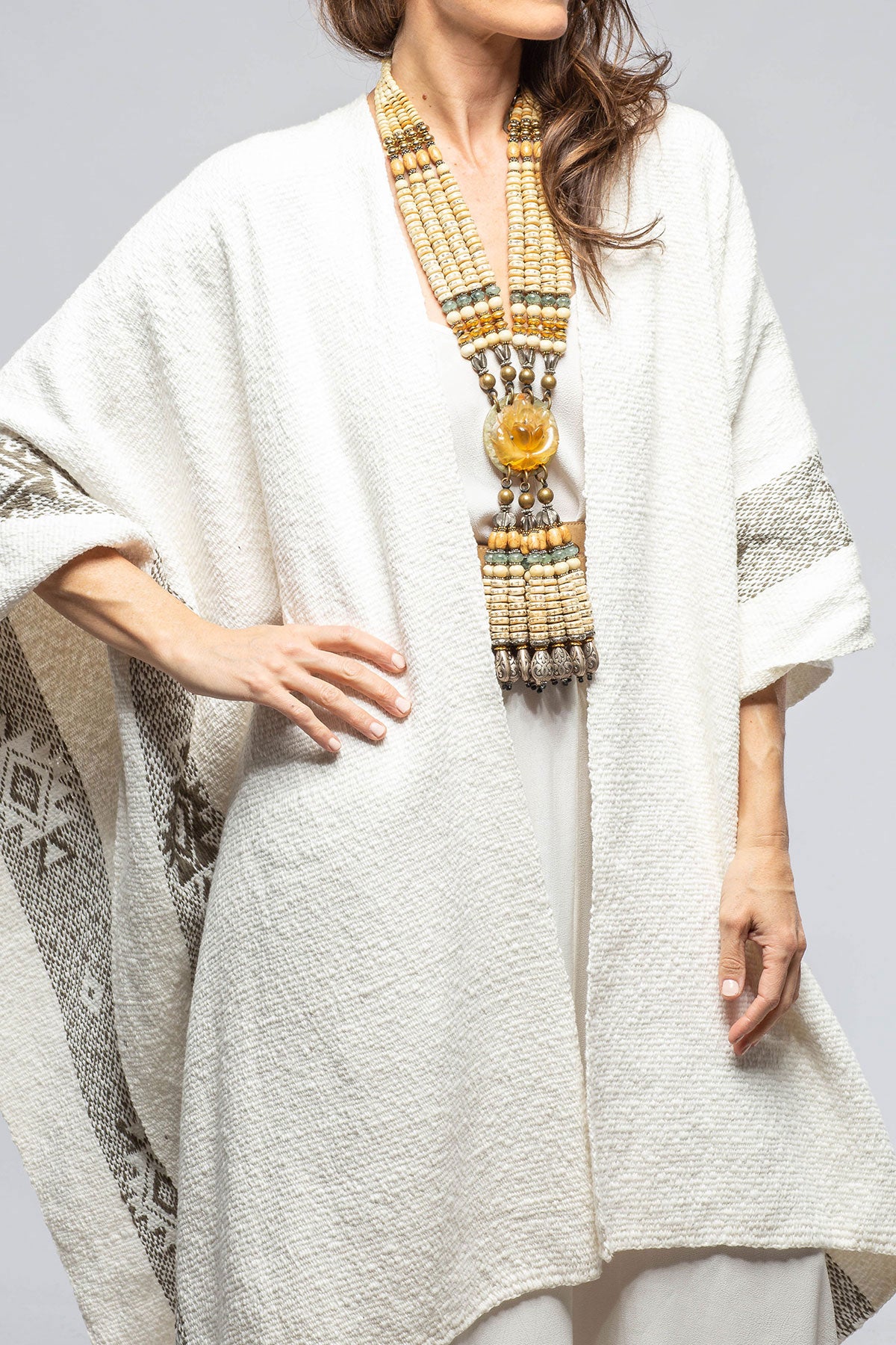 VOZ Antu Woven Duster In Ivory/Mink Ladies - Evening Wear