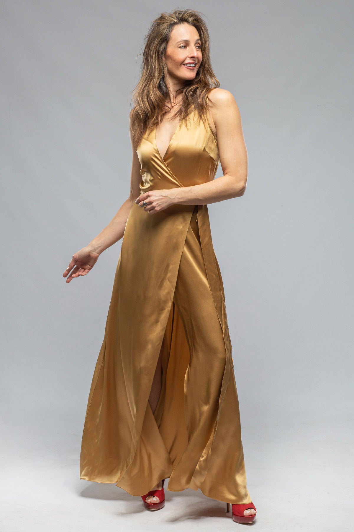 Frontward Wrap Dress In Gold, Gold / S Frontward Wrap Dress In Gold, Gold / S