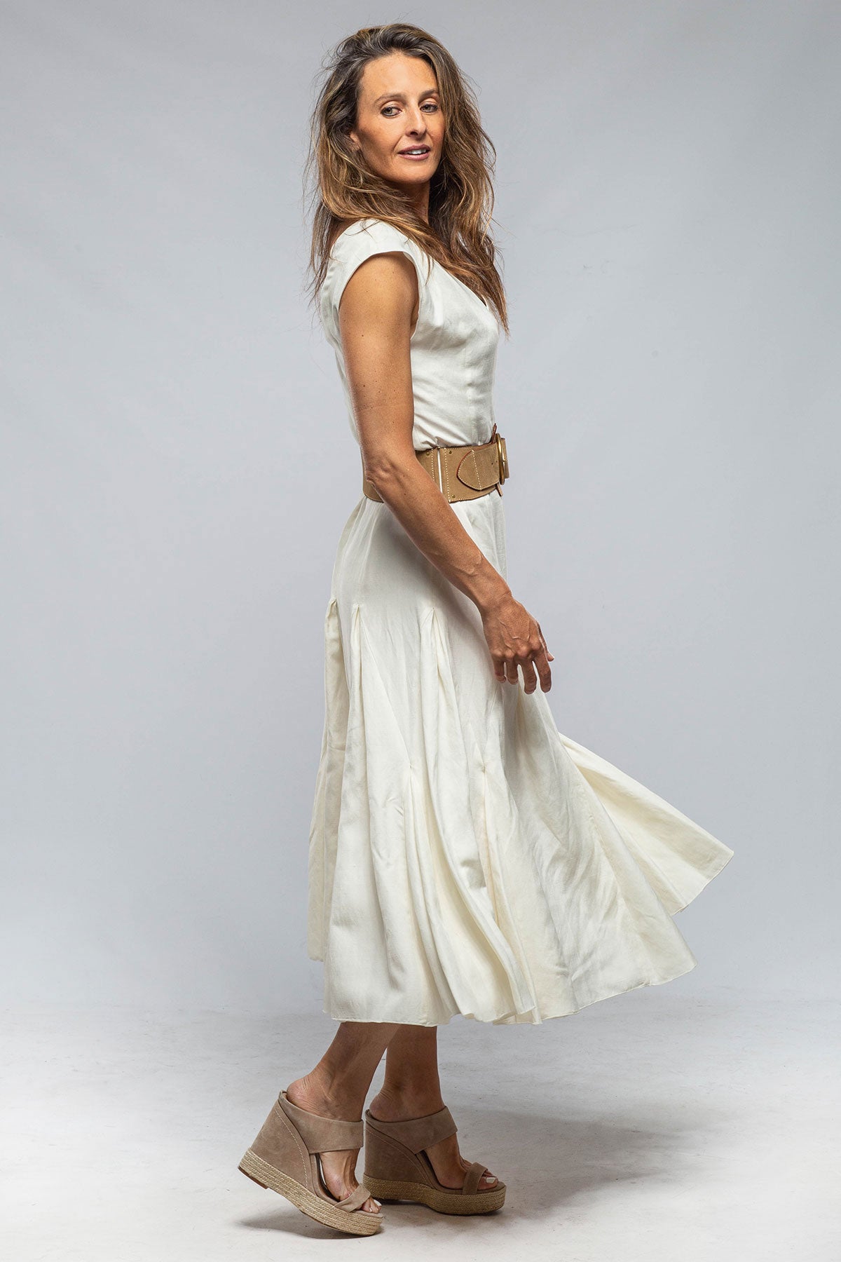 Molina Silk Linen Dress In Ivory, Ivory / XL