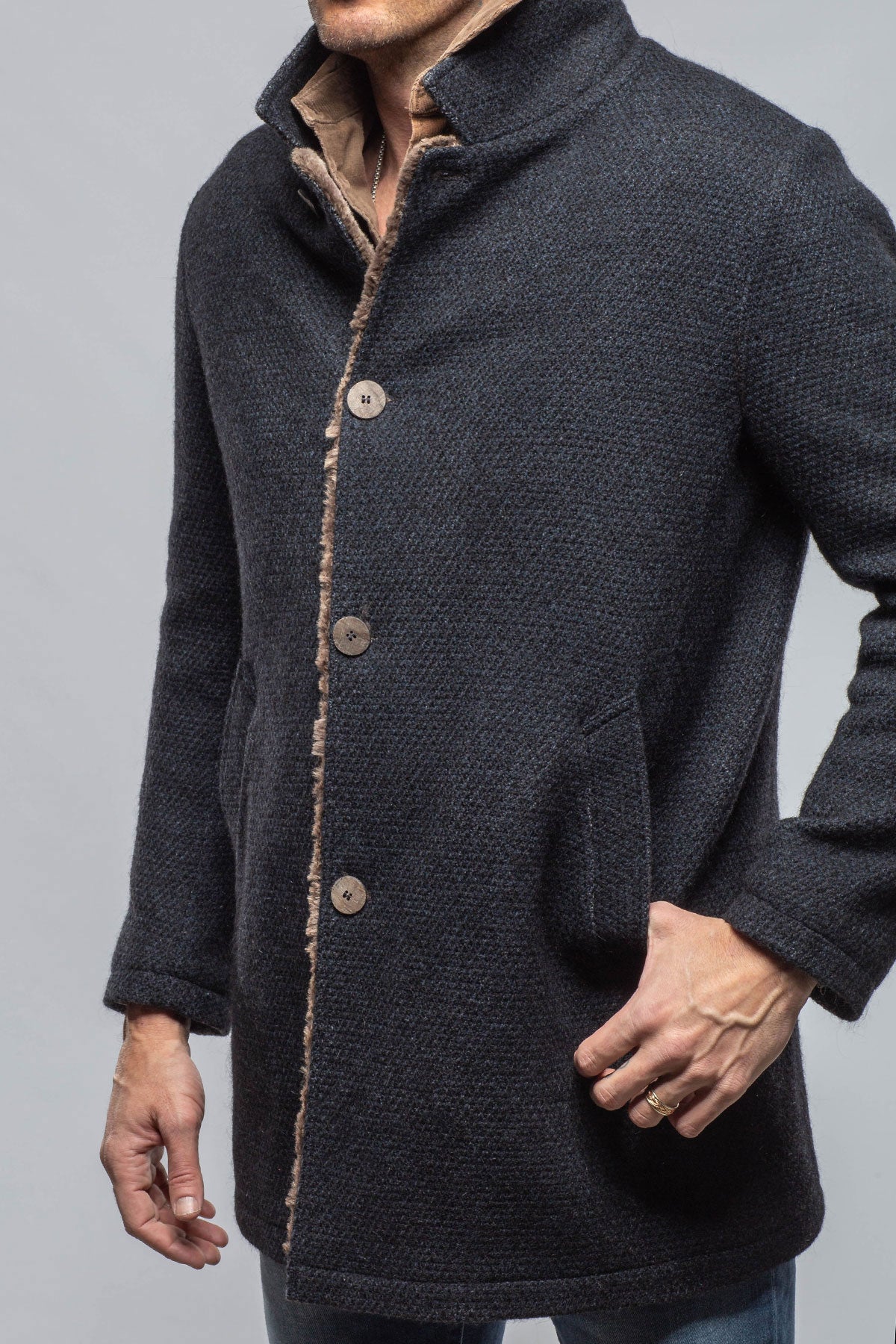 Lazard Long Knit Coat In Navy | Warehouse - Mens - Outerwear - Cloth | Gimo's