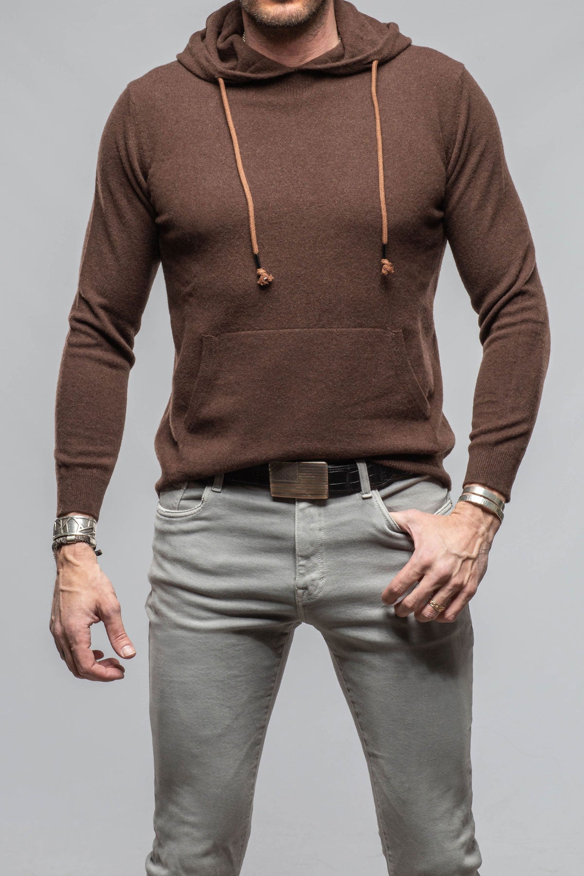 Florio II Cashmere Hoodie In Chocolate | Mens - Sweaters | Stile Latino