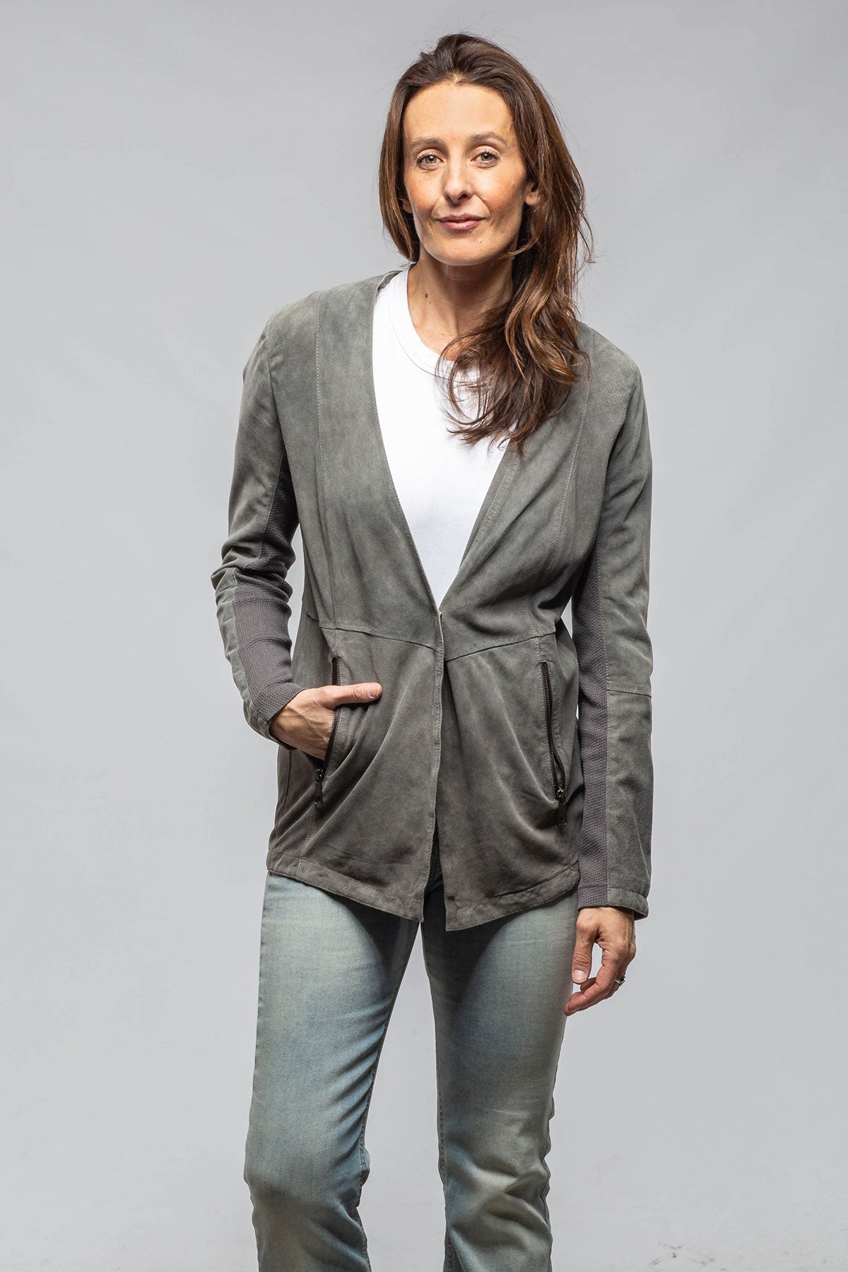 Rosey Leather Jacket Grey | Samples - Ladies - Outerwear - Leather | Gimo's