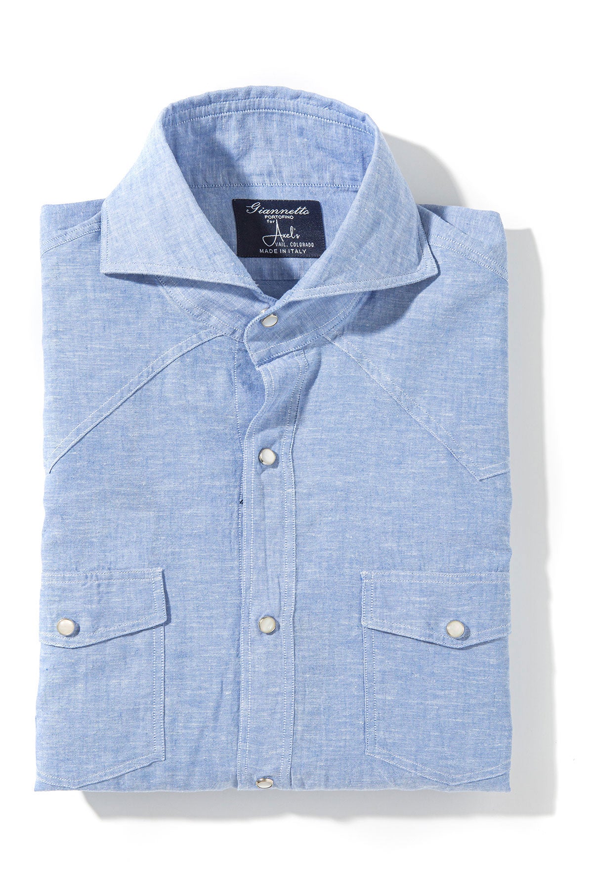 Blanton Linen Cotton Solid Shirt In Blue | Mens - Shirts - Dress | Giannetto Portofino