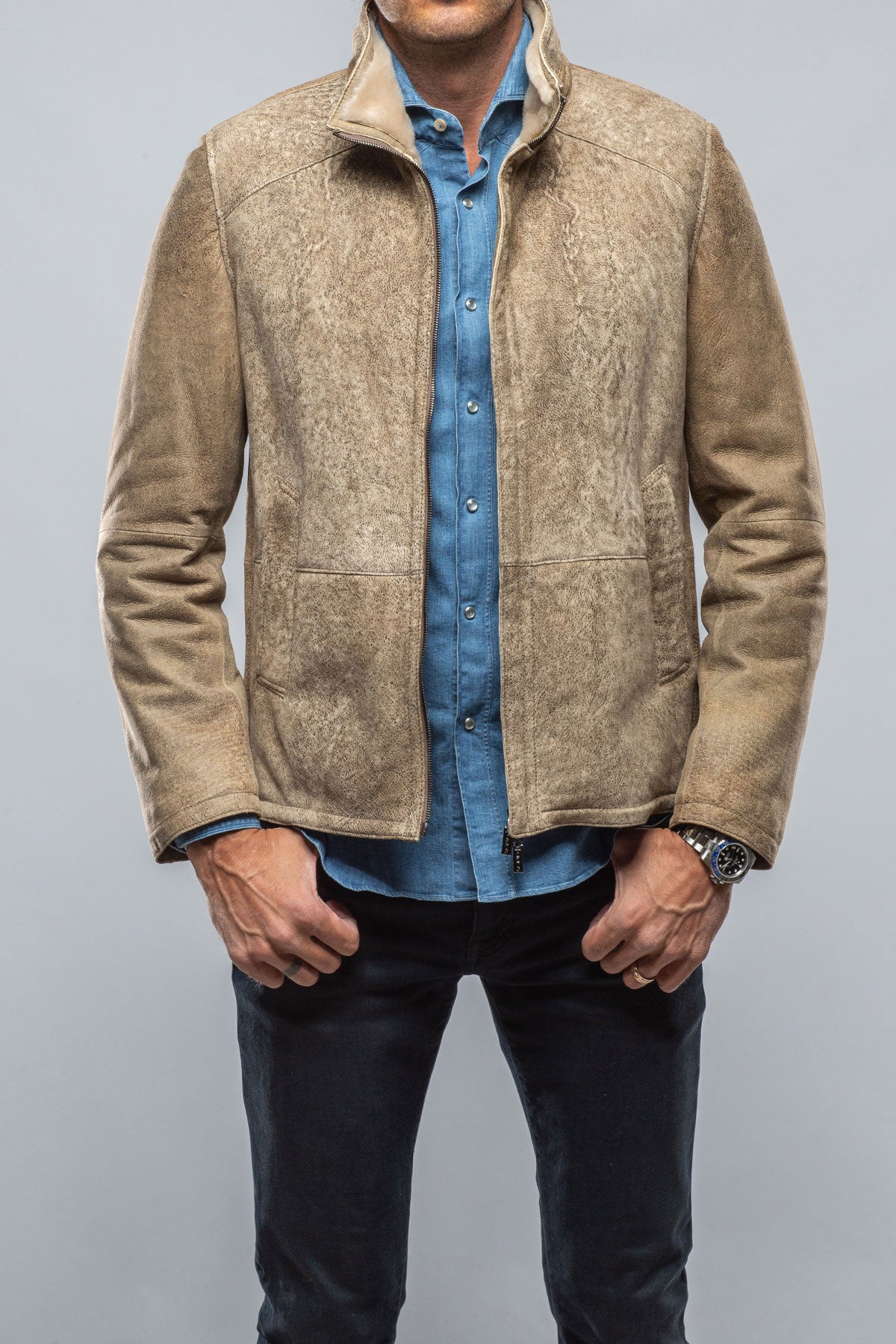 Canby Shearling Hybrid Coat In Faun | Mens - Outerwear - Shearling | Gimo's