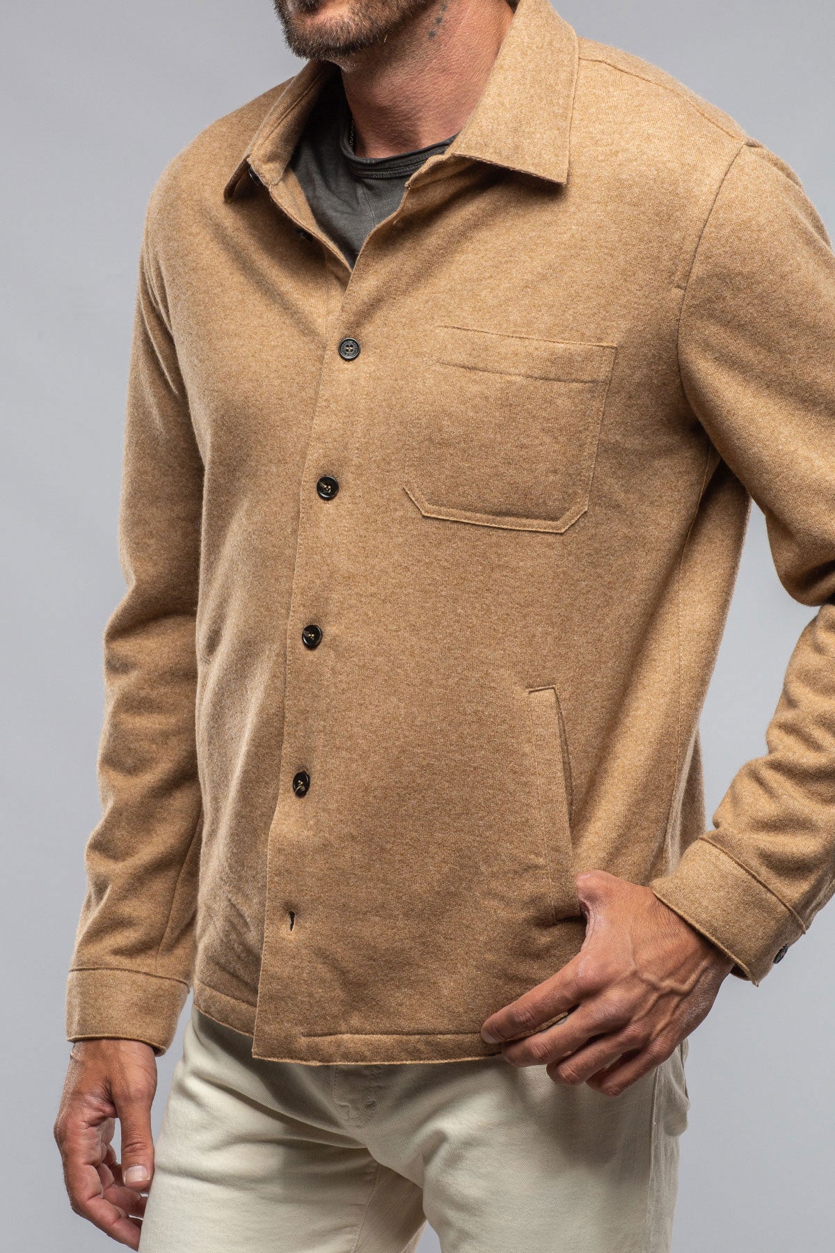 Sooter Cashmere Shirt In Camel | Mens - Sweaters | Baldassari