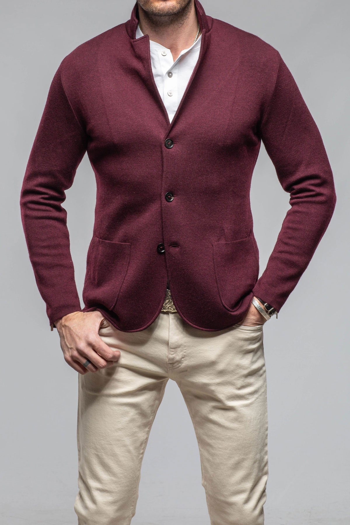 Camarena Cashmere Swacket In Burgundy