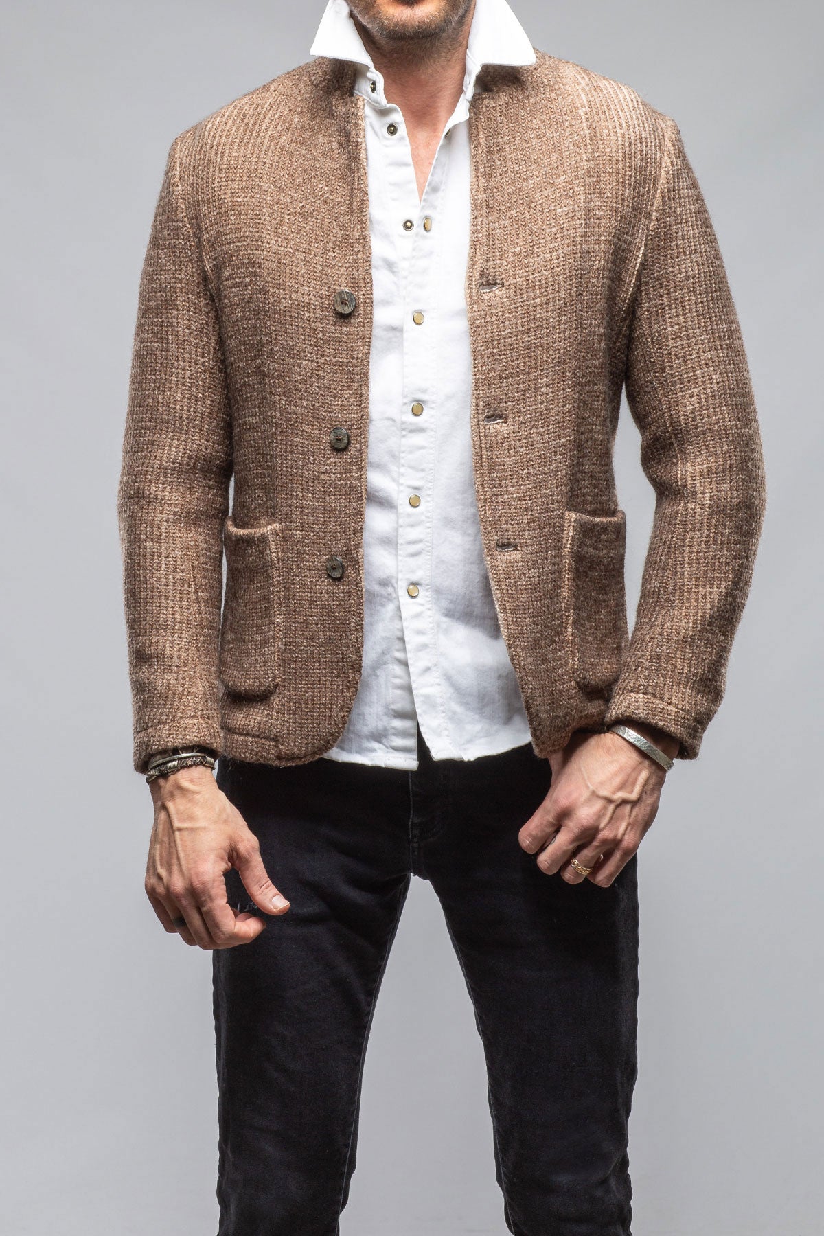 Cardigan Shirt Jacket In Washed Brown | Warehouse - Mens - Outerwear - Cloth | Gimo's