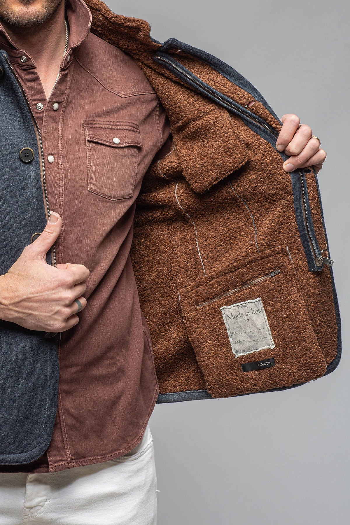 Bale Sherpa Jacket In Navy | Warehouse - Mens - Outerwear - Cloth | Gimo's