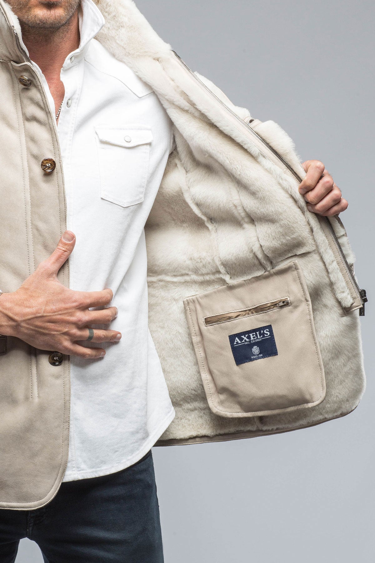 Antonio Shearling Jacket in Light Sand | Mens - Outerwear - Shearling | Gimo's