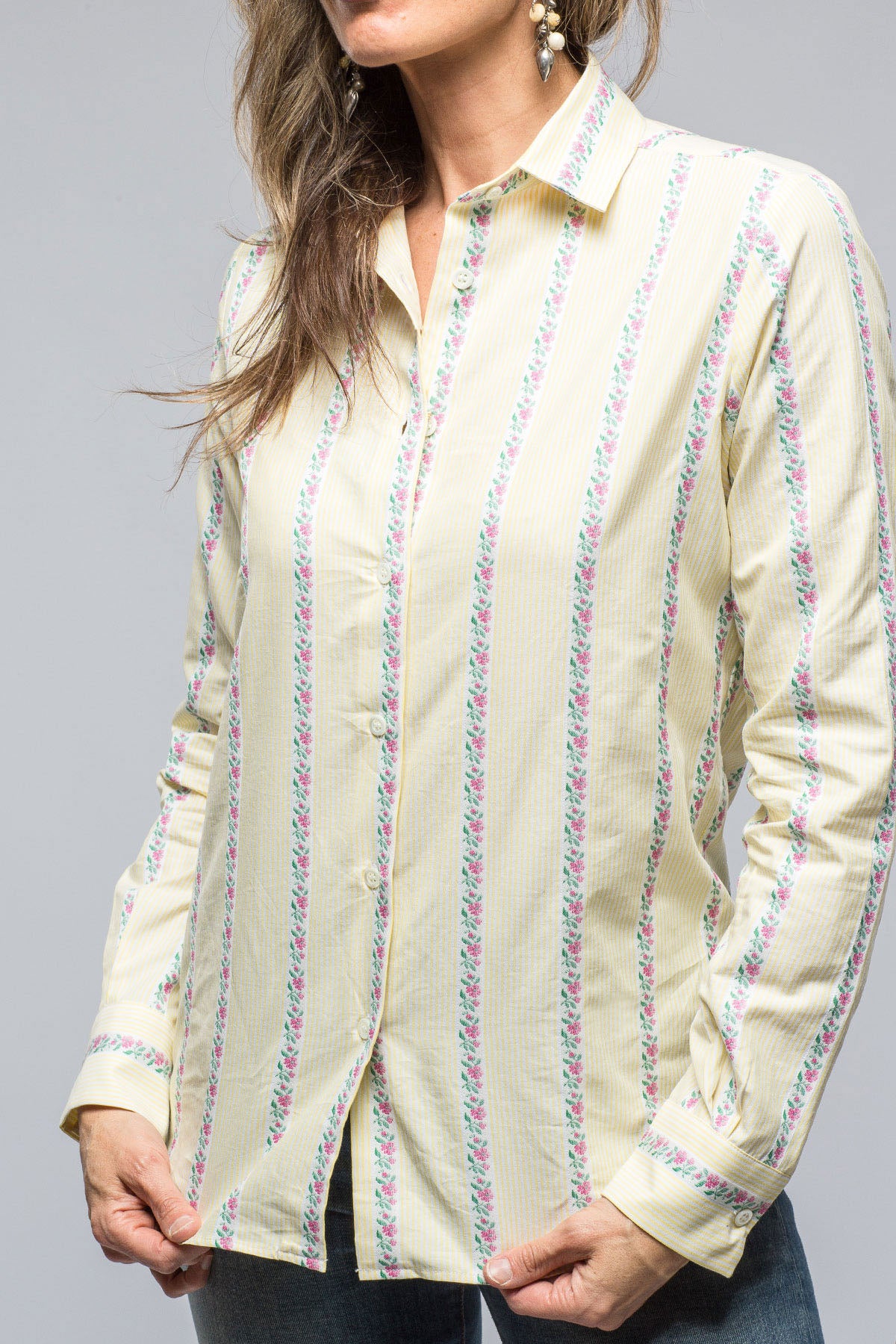 Prato Shirt w/ Floral Taping | Ladies - Blouses | Mazzarelli