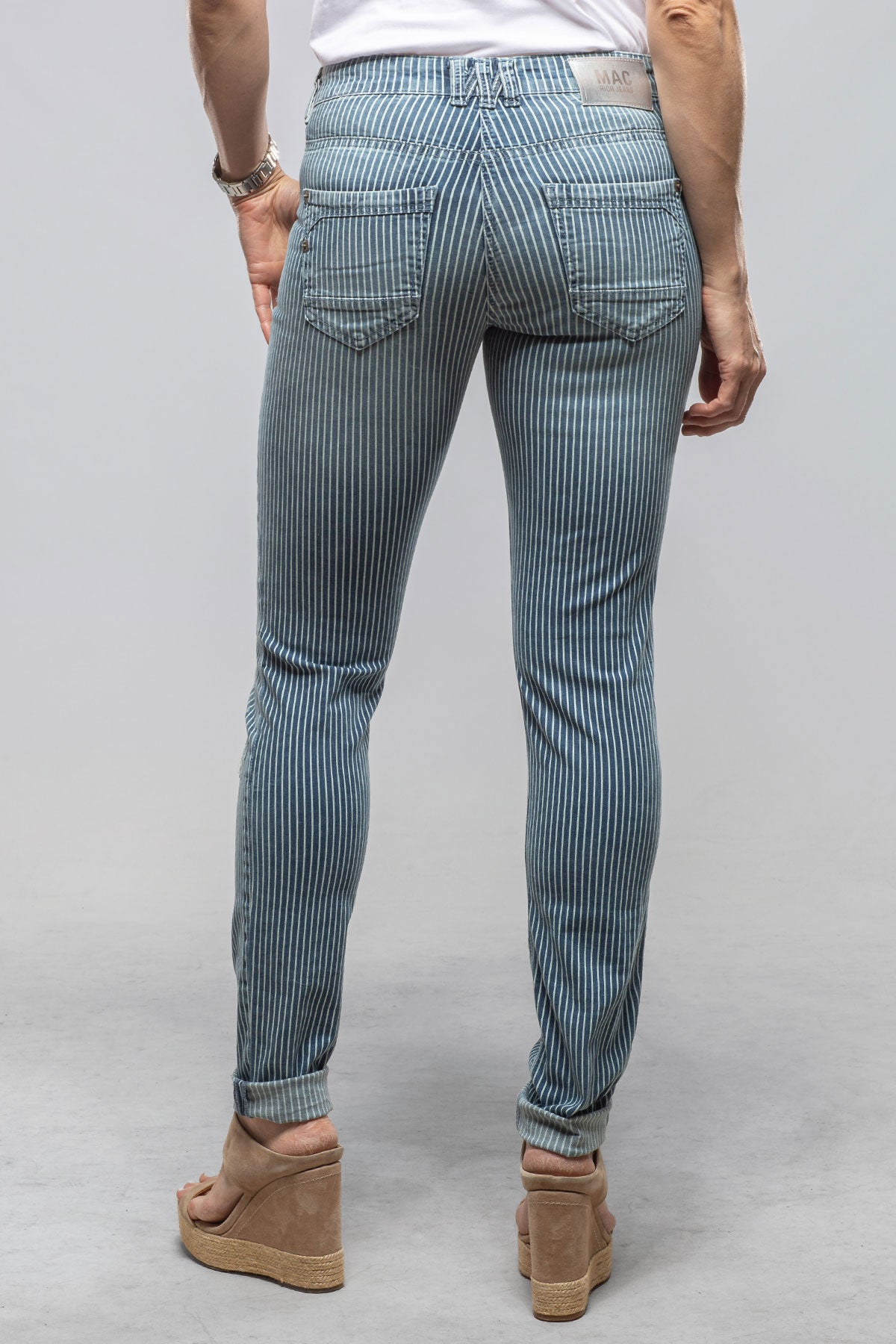 MAC Rich Slim In Blue Stripes Destroyed