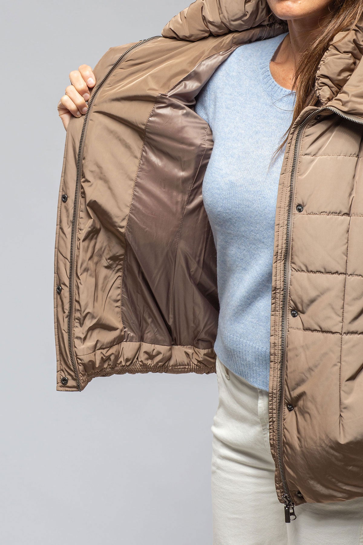 Mika High Collar Down Jacket In Sand | Samples - Ladies - Outerwear - Cloth | Gimo's