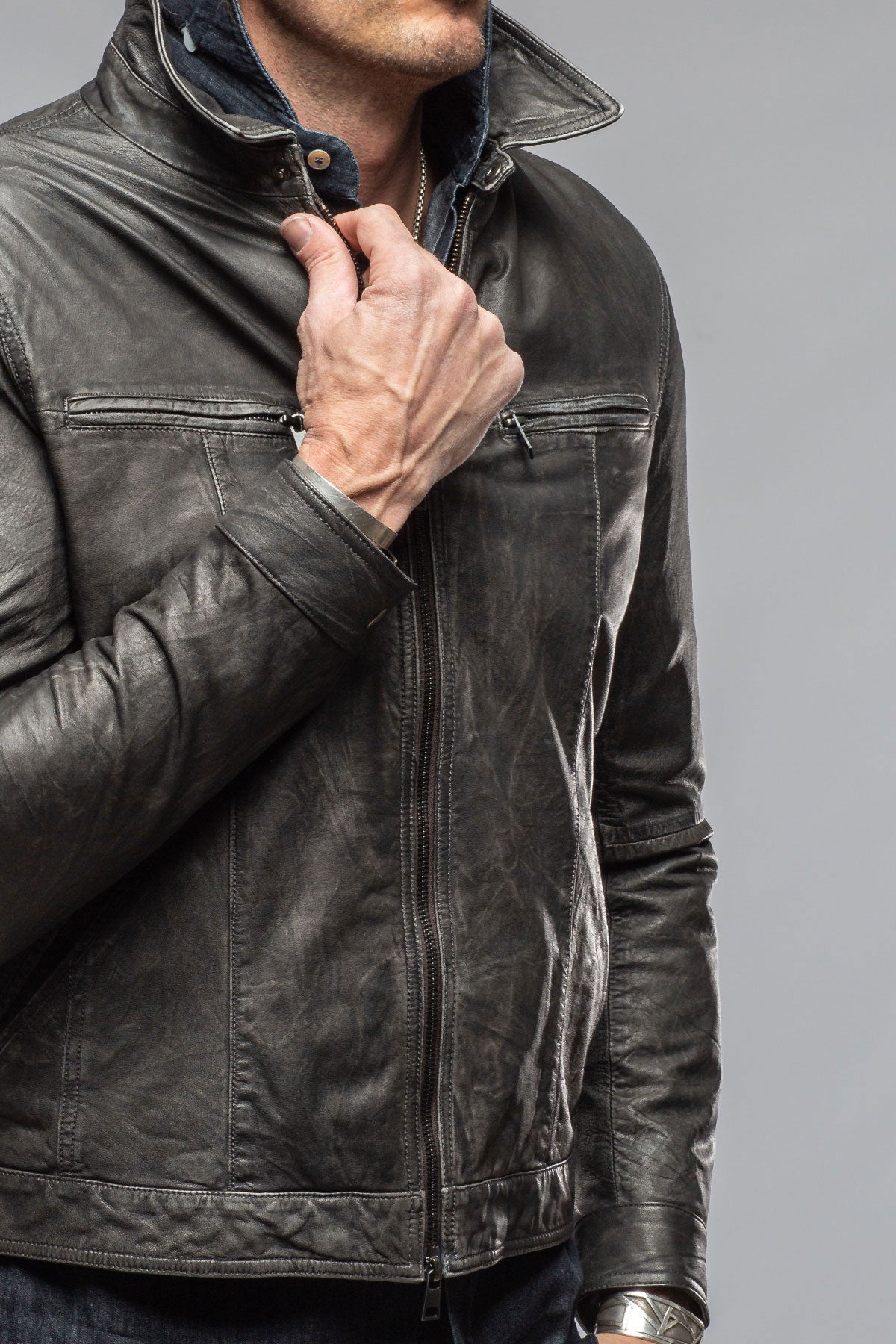 Detori Moto In 12 Month Wash Black | Mens - Outerwear - Leather | Gimo's