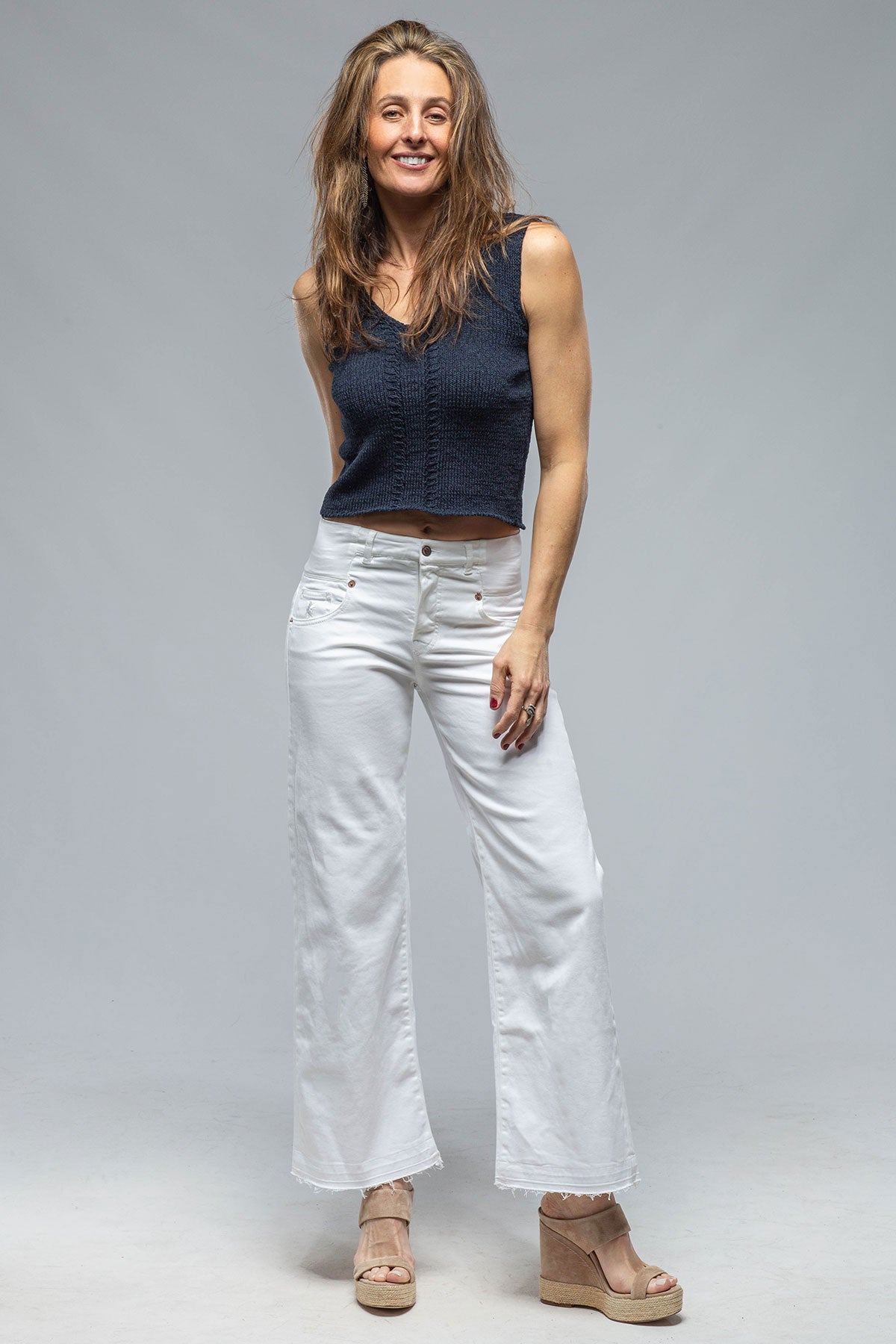 Elisa Open Hem Jean In White | Ladies - Pants - Jeans | European Culture