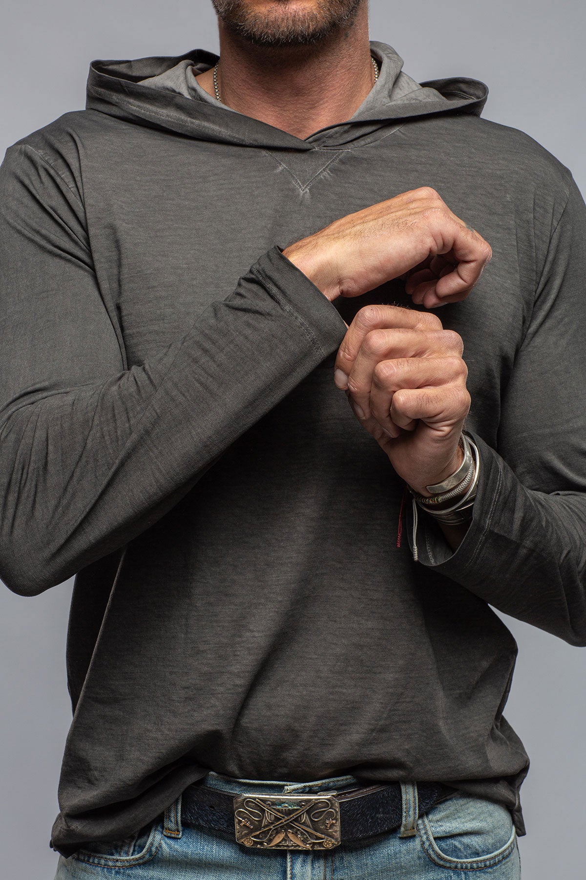 Ventura Hooded Tee in Charcoal | Mens - Shirts - T-Shirts | Gimo's Cotton