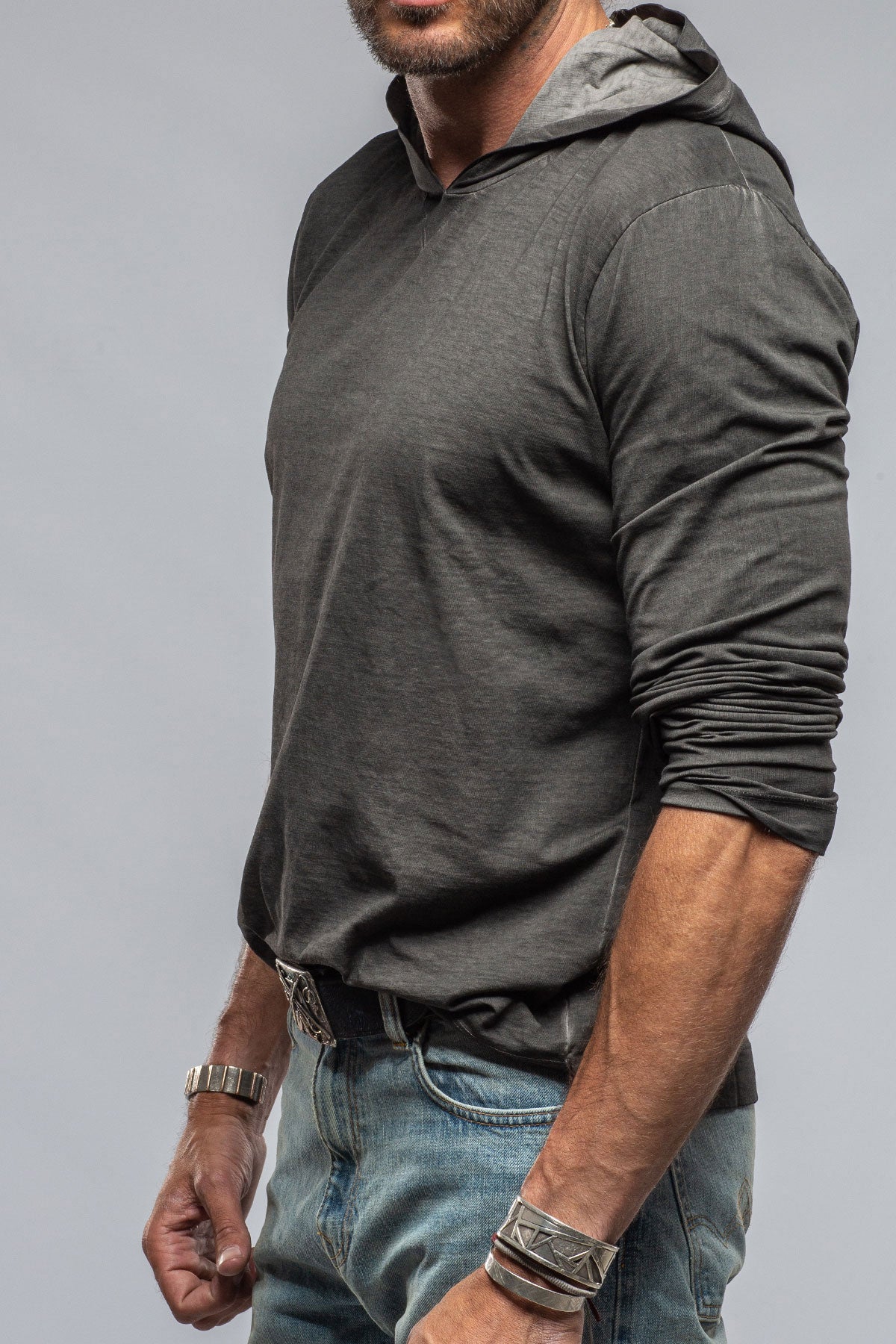 Ventura Hooded Tee in Charcoal | Mens - Shirts - T-Shirts | Gimo's Cotton