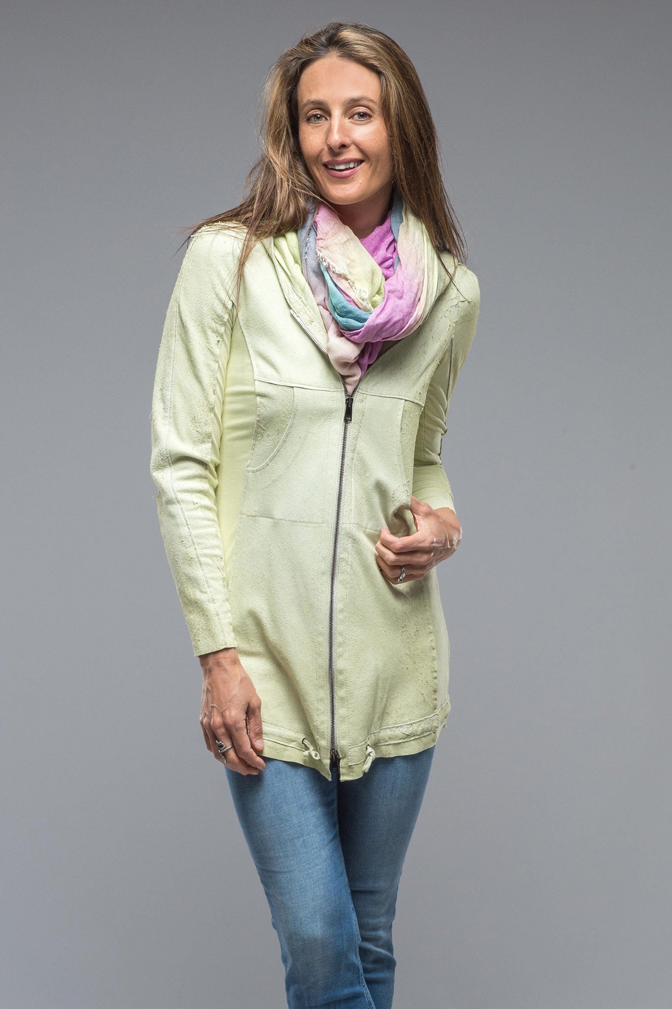 Long Vespa Rough Out Suede Hoodie | Ladies - Outerwear - Leather | Roncarati