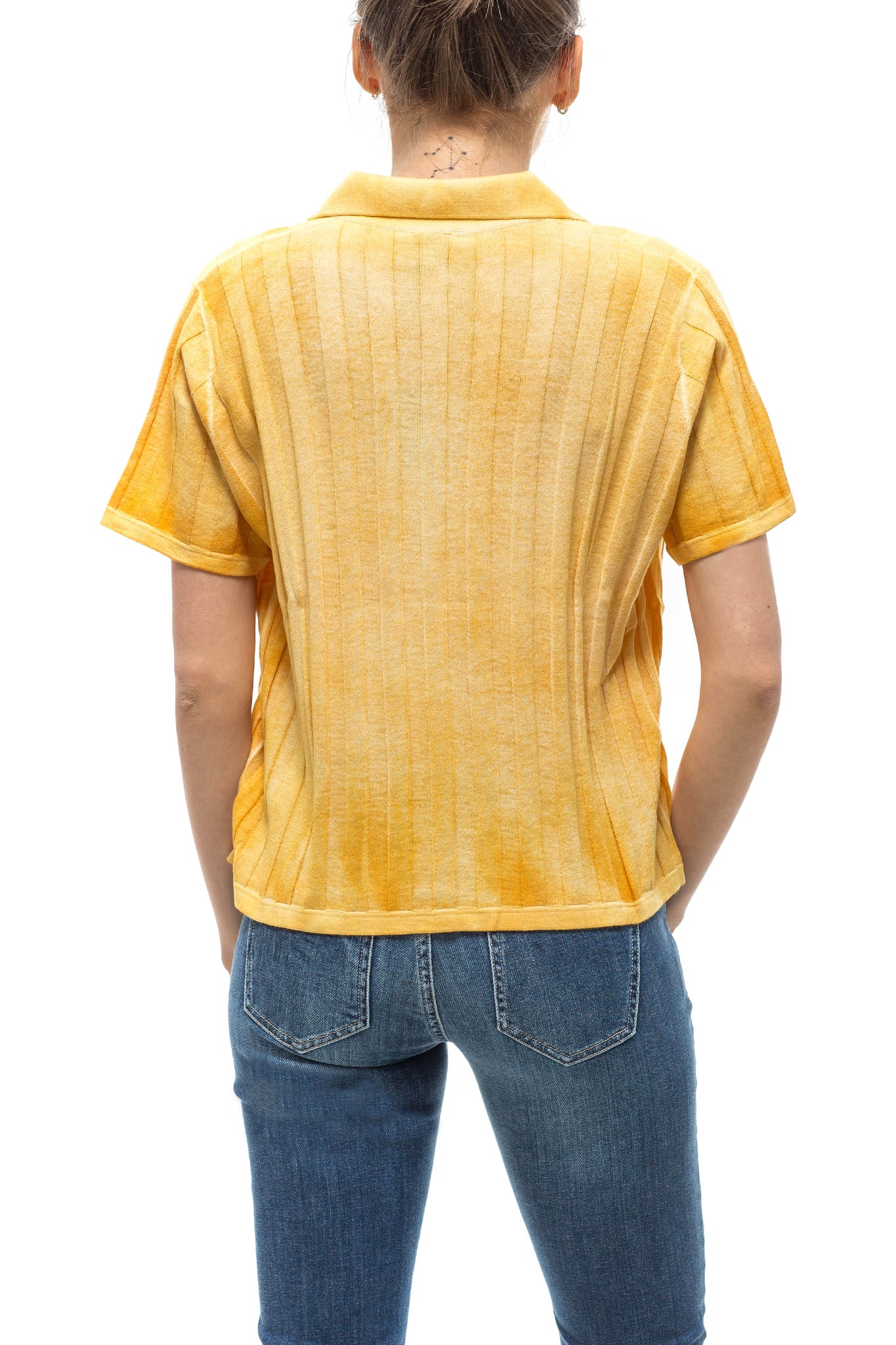 Ivy Ribbed Polo In Yellow | Ladies - Tops | Avant Toi