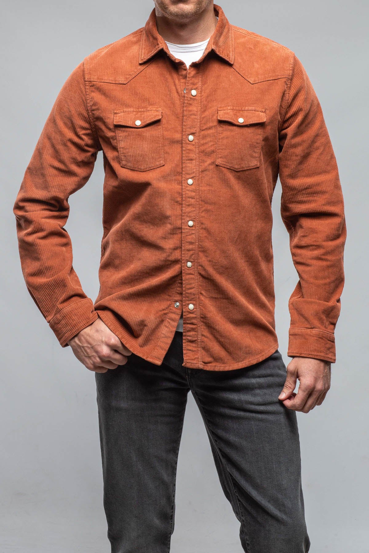 Axel's Premium Denim Brooks Corduroy Snap Shirt In Coccio Mens - Snap Shirts